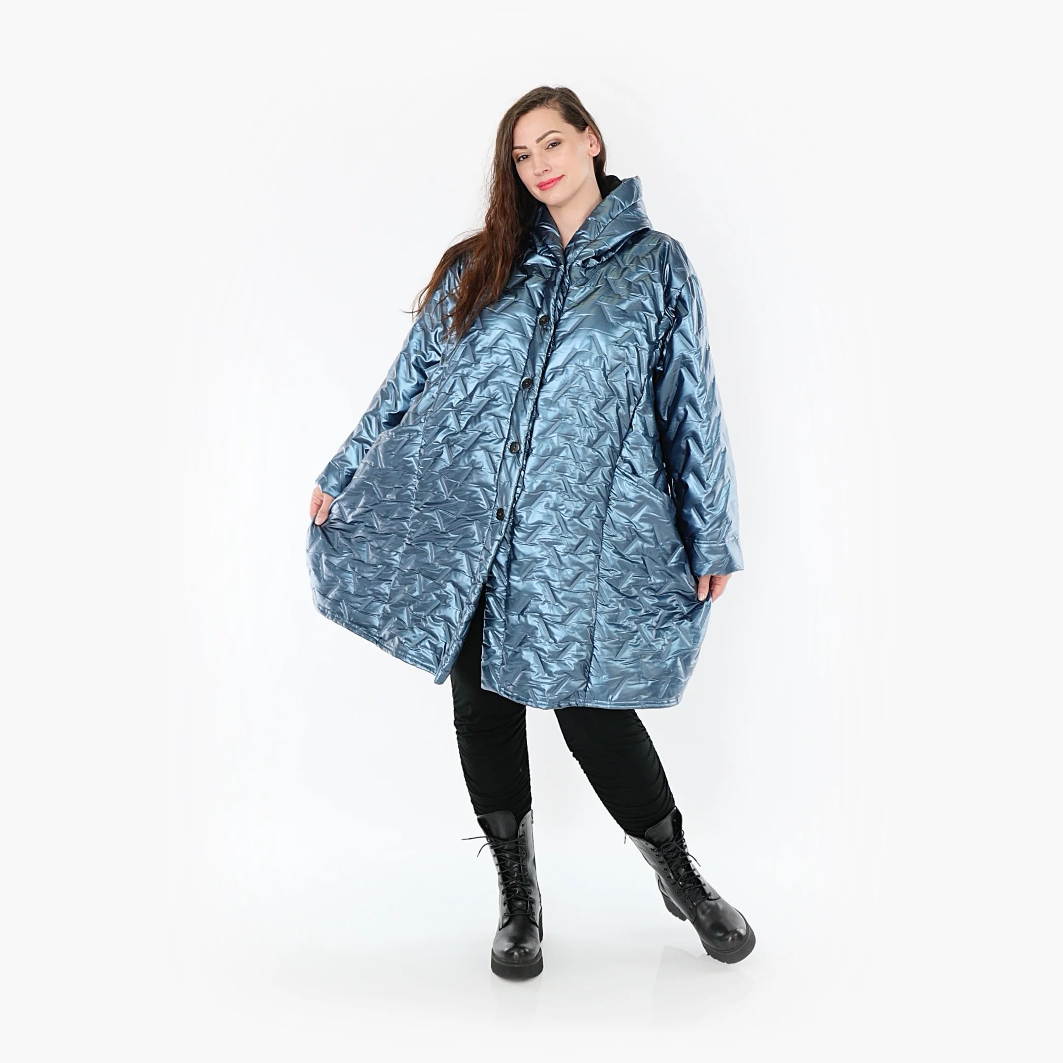  Ballonjacke von AKH Fashion aus Polyester, 1387.06660, Eisblau, Grafik, Schick, Modern