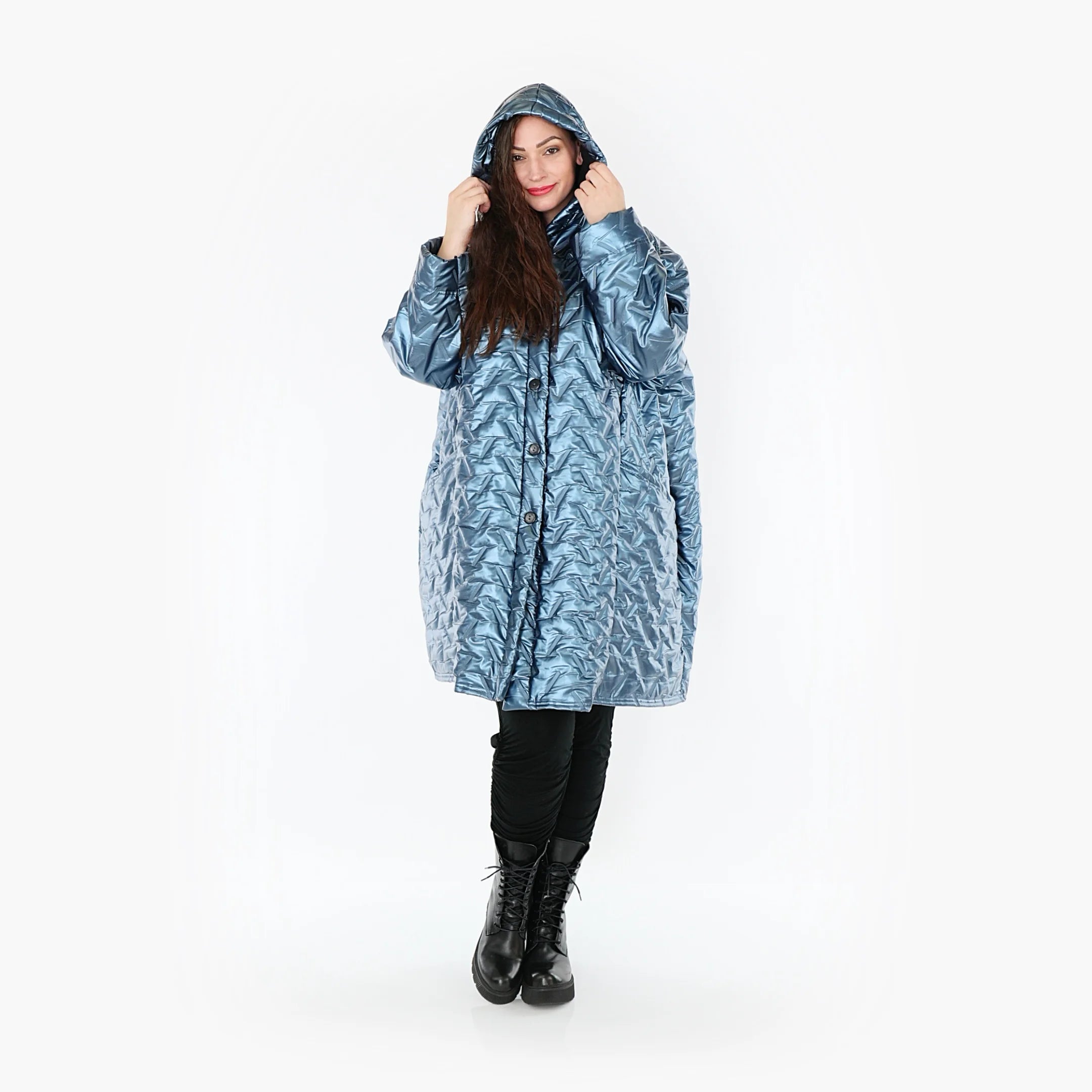  Ballonjacke von AKH Fashion aus Polyester, 1387.06660, Eisblau, Grafik, Schick, Modern