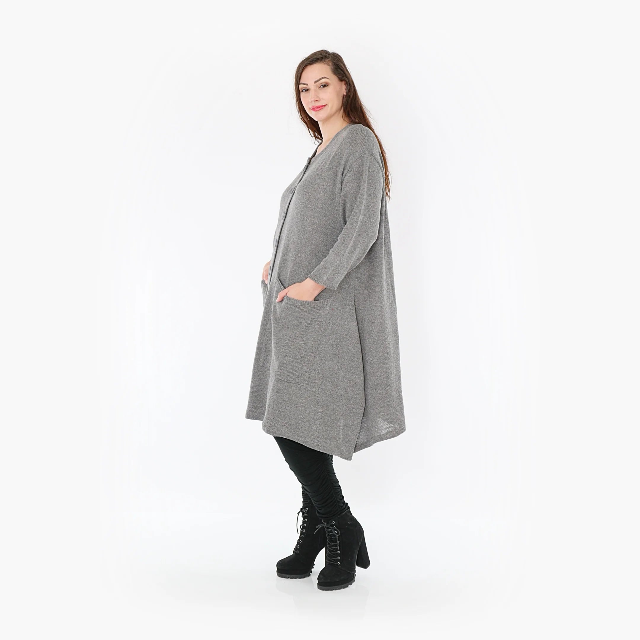  A-Form Mantel von AKH Fashion aus Baumwolle, 1388.01020, Grau, Schick, Modern, Bequem