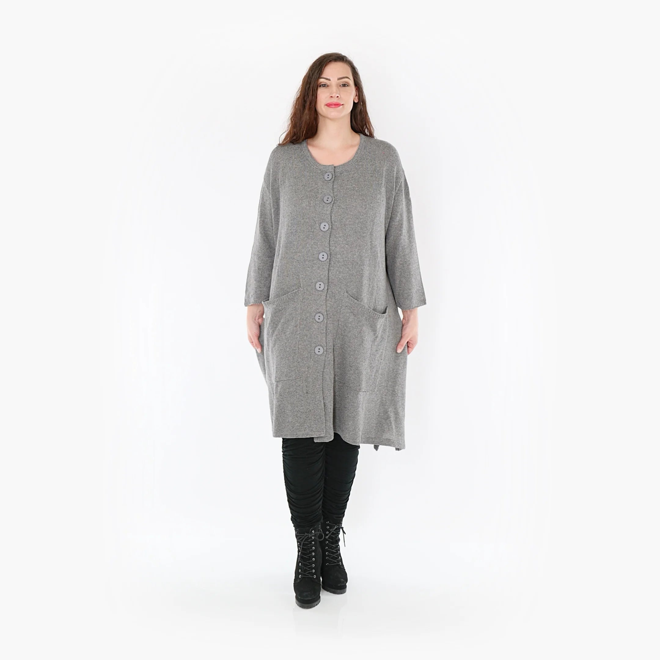  A-Form Mantel von AKH Fashion aus Baumwolle, 1388.01020, Grau, Schick, Modern, Bequem