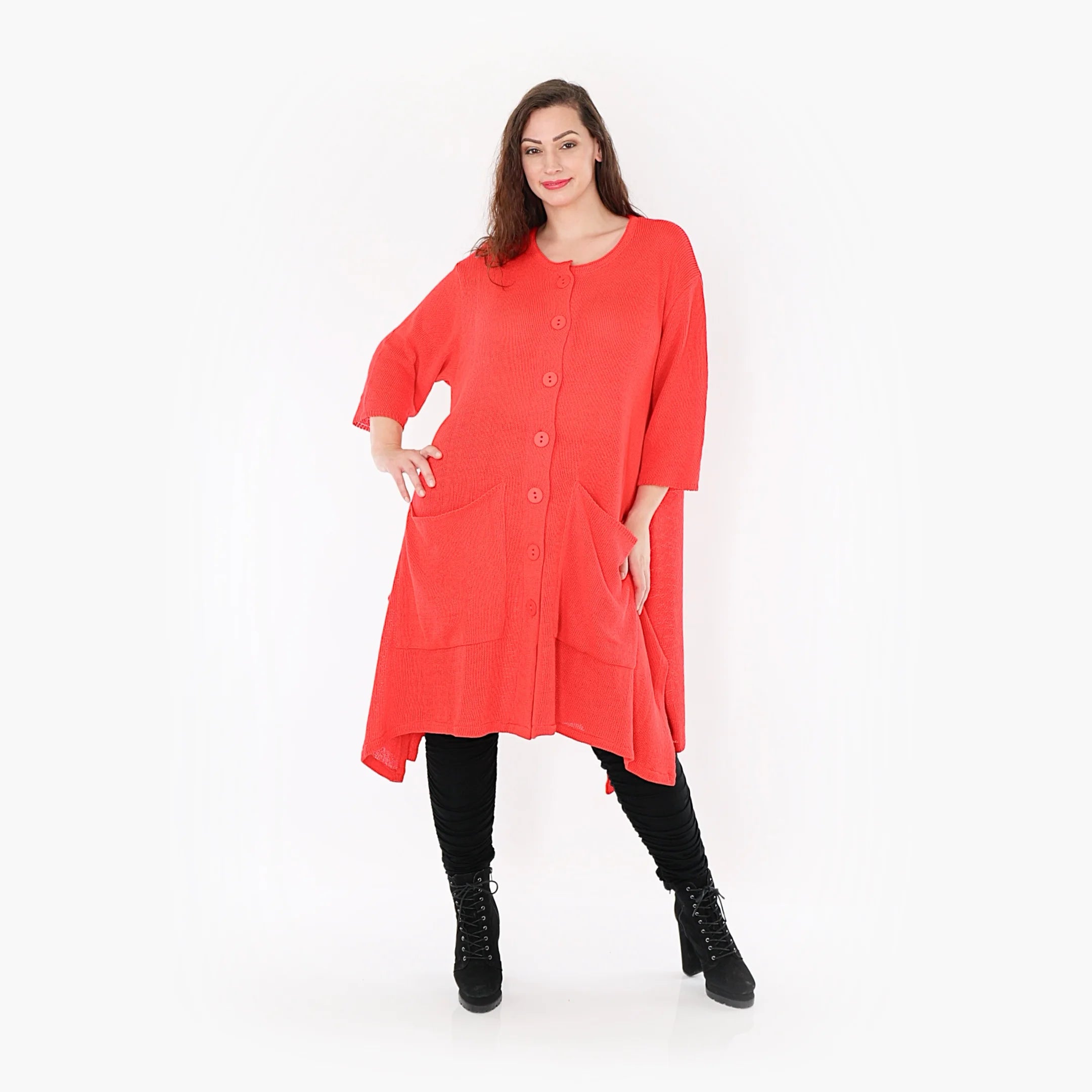  A-Form Mantel von AKH Fashion aus Baumwolle, 1388.01020, Rot, Schick, Modern, Bequem