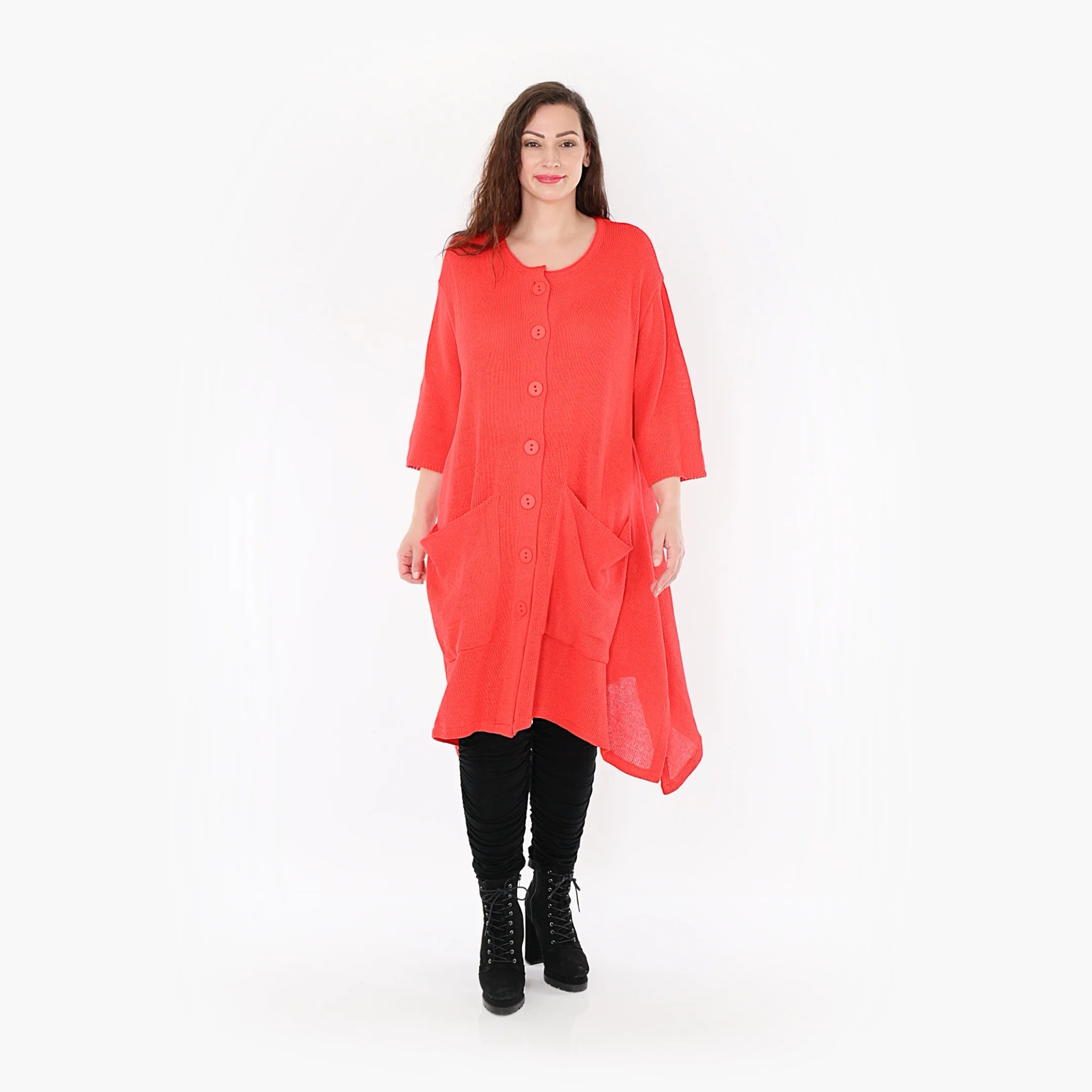  A-Form Mantel von AKH Fashion aus Baumwolle, 1388.01020, Rot, Schick, Modern, Bequem