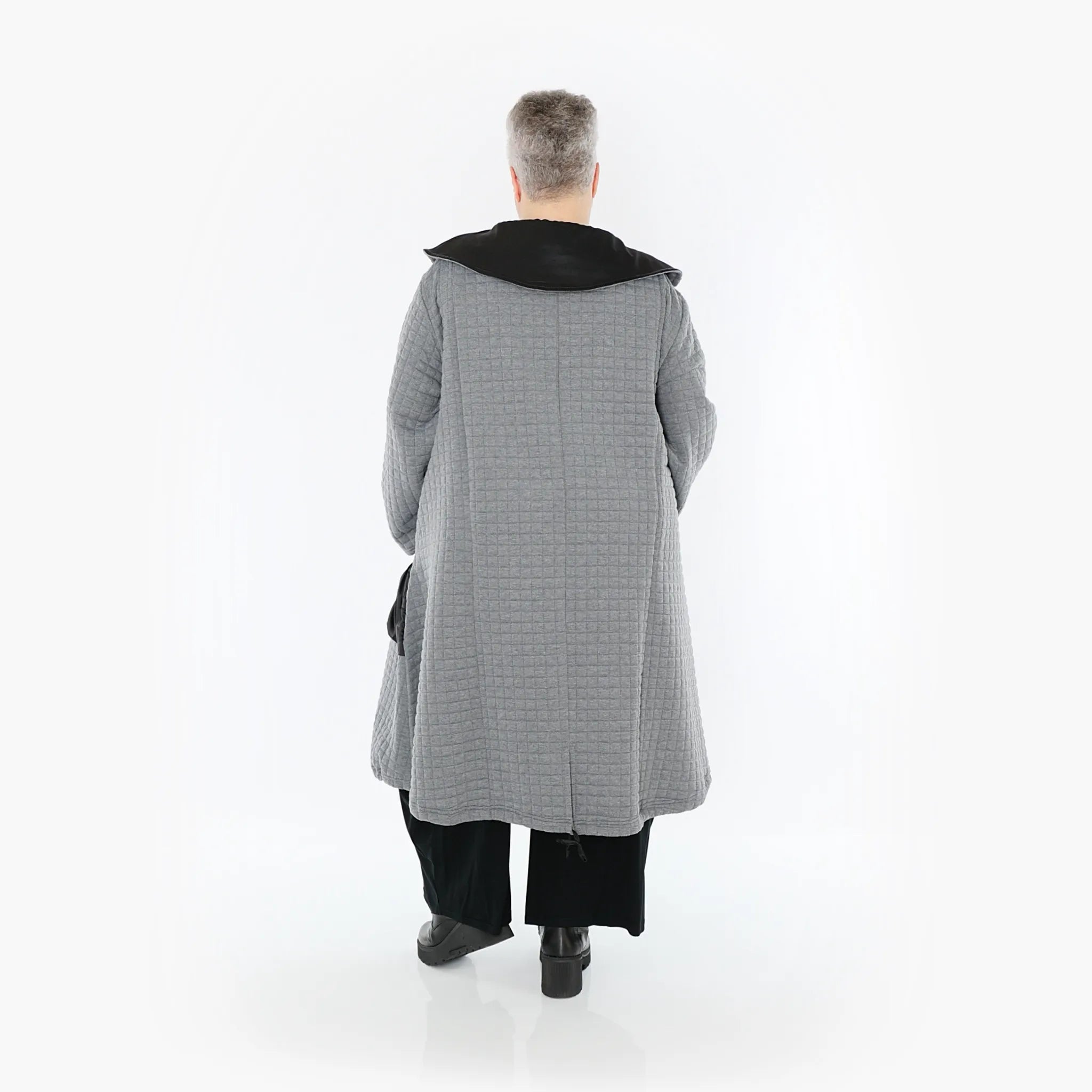 A-Form Mantel von AKH Fashion aus Materialmix, 1393.07004, Grau-Schwarz, Schick, Modern
