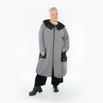  A-Form Mantel von AKH Fashion aus Materialmix, 1393.07004, Grau-Schwarz, Schick, Modern