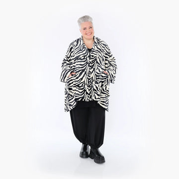  A-Form Jacke von AKH Fashion aus Polyester, 1401.06749, Ecru-Schwarz, Zebra, Schick