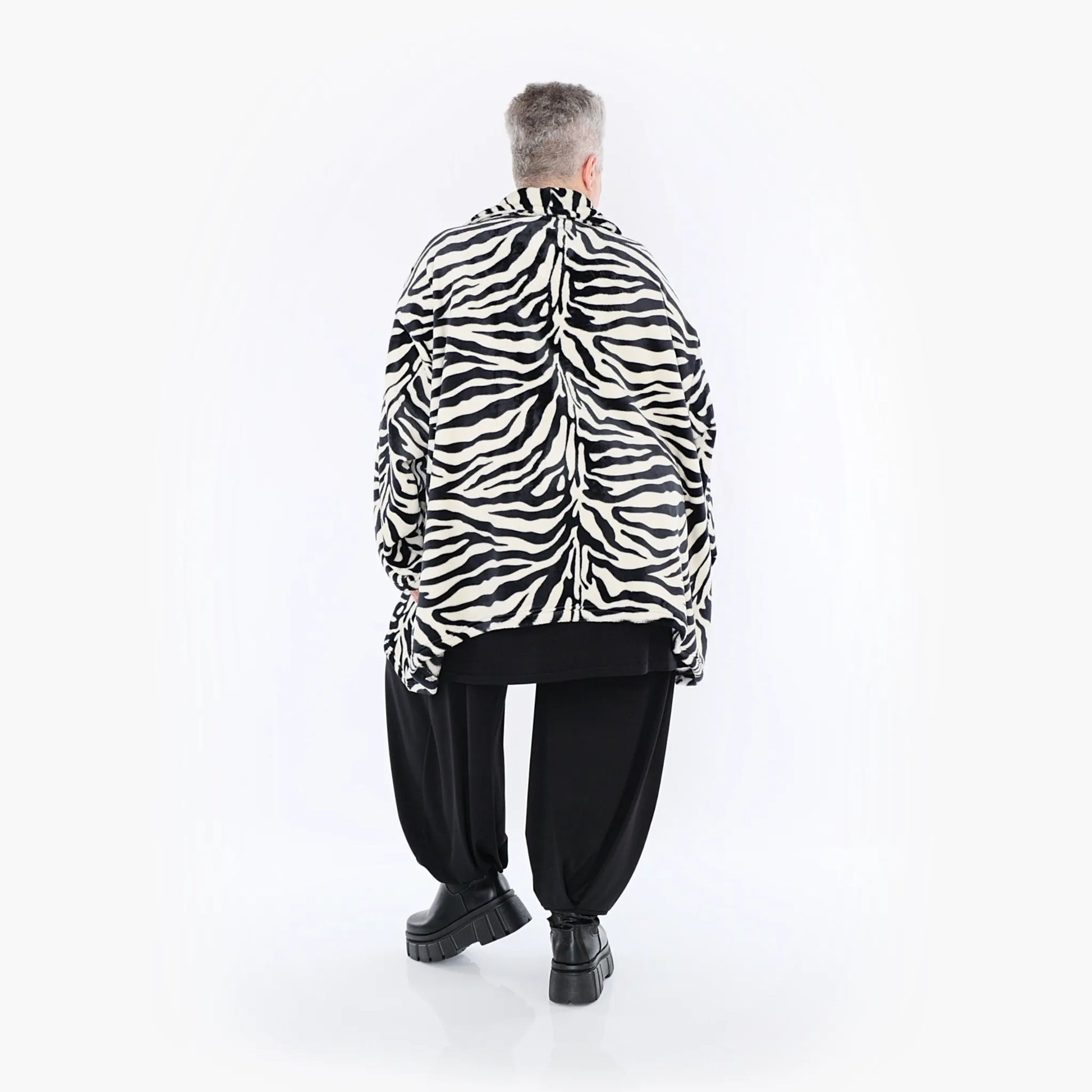  A-Form Jacke von AKH Fashion aus Polyester, 1401.06749, Ecru-Schwarz, Zebra, Schick