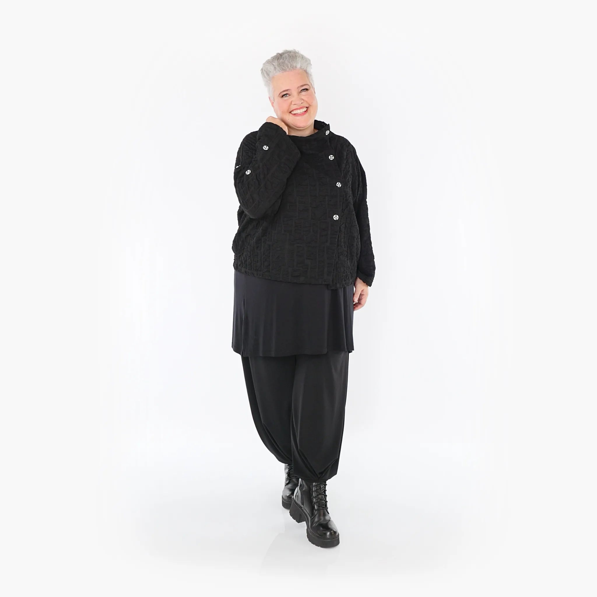  AKH Fashion Jacke in kastiger Form, aus Viskose, 1405.07006, Schwarz, Schick, Modern