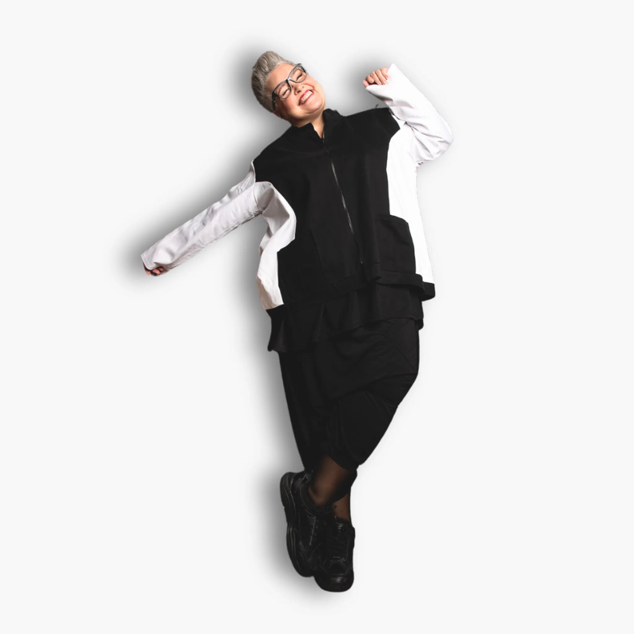  AKH Fashion Jacke in kastiger Form, aus Baumwolle, 1432.07017, Weiß/Schwarz, Schick