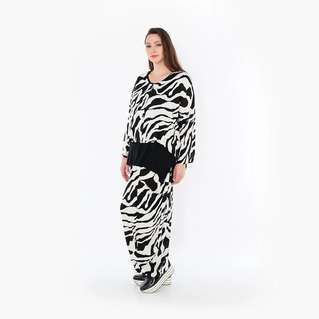  Ballonhose von AKH Fashion aus Rayon, 1486.08069, Weiß/Schwarz, Zebra, Ausgefallen, Schick