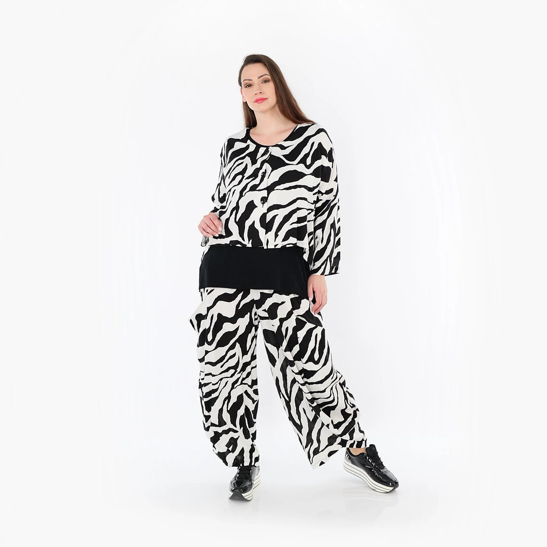 Ballonhose von AKH Fashion aus Rayon, 1486.08069, Weiß/Schwarz, Zebra, Ausgefallen, Schick