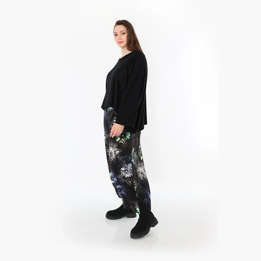  Marlene Hose von AKH Fashion aus Viskose, 1491.07070, Schwarz/Blau/Multi, Blumen, Schick