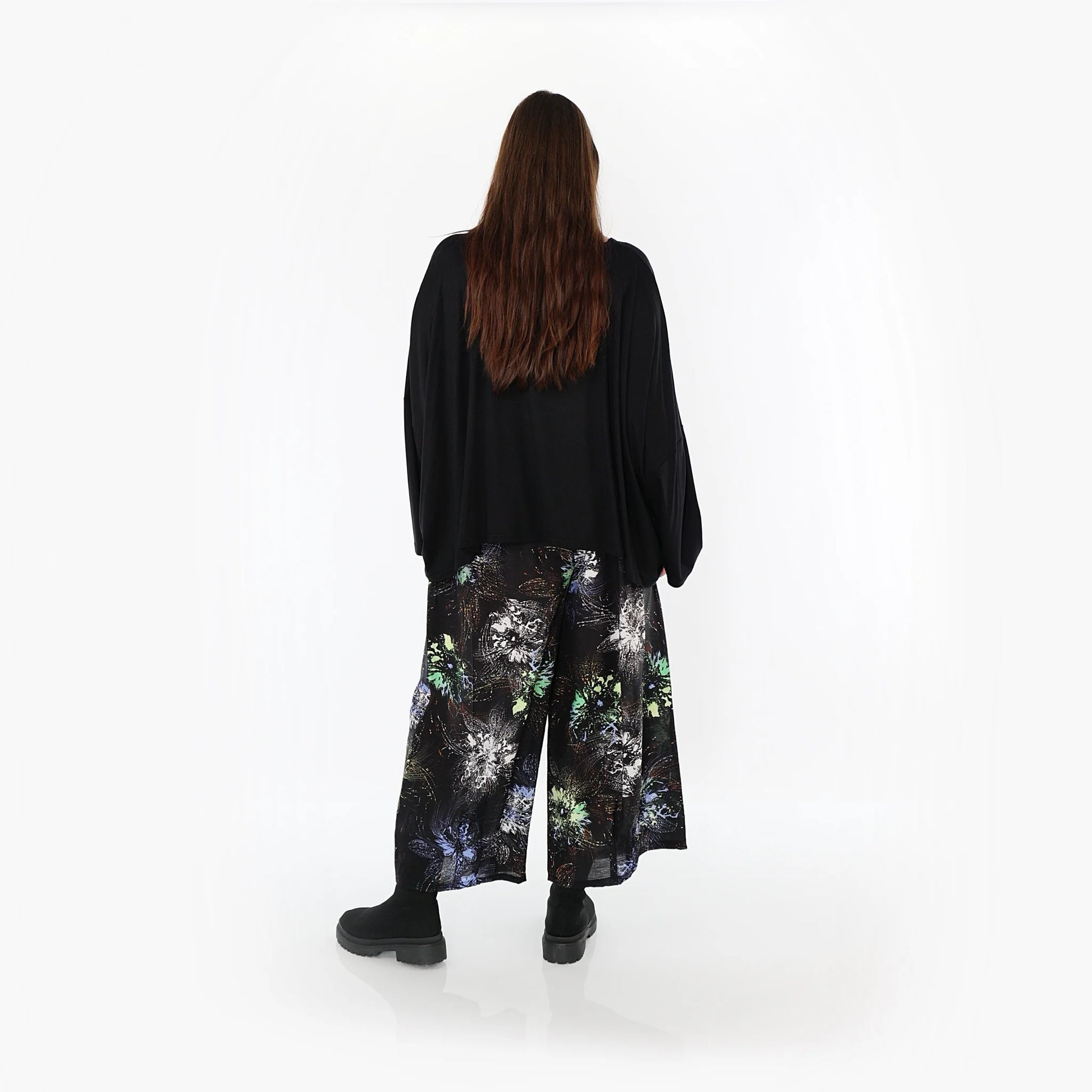  Marlene Hose von AKH Fashion aus Viskose, 1491.07070, Schwarz/Blau/Multi, Blumen, Schick