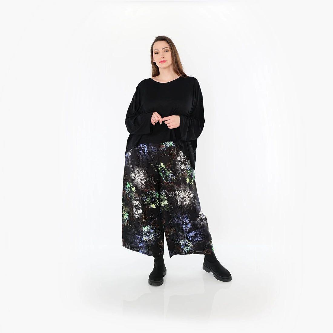  Marlene Hose von AKH Fashion aus Viskose, 1491.07070, Schwarz/Blau/Multi, Blumen, Schick