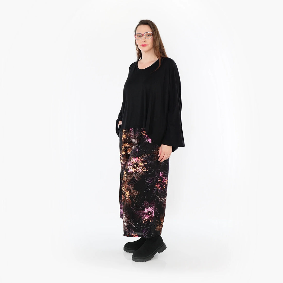  Marlene Hose von AKH Fashion aus Viskose, 1491.07070, Schwarz/Fuchsia/Multi, Blumen