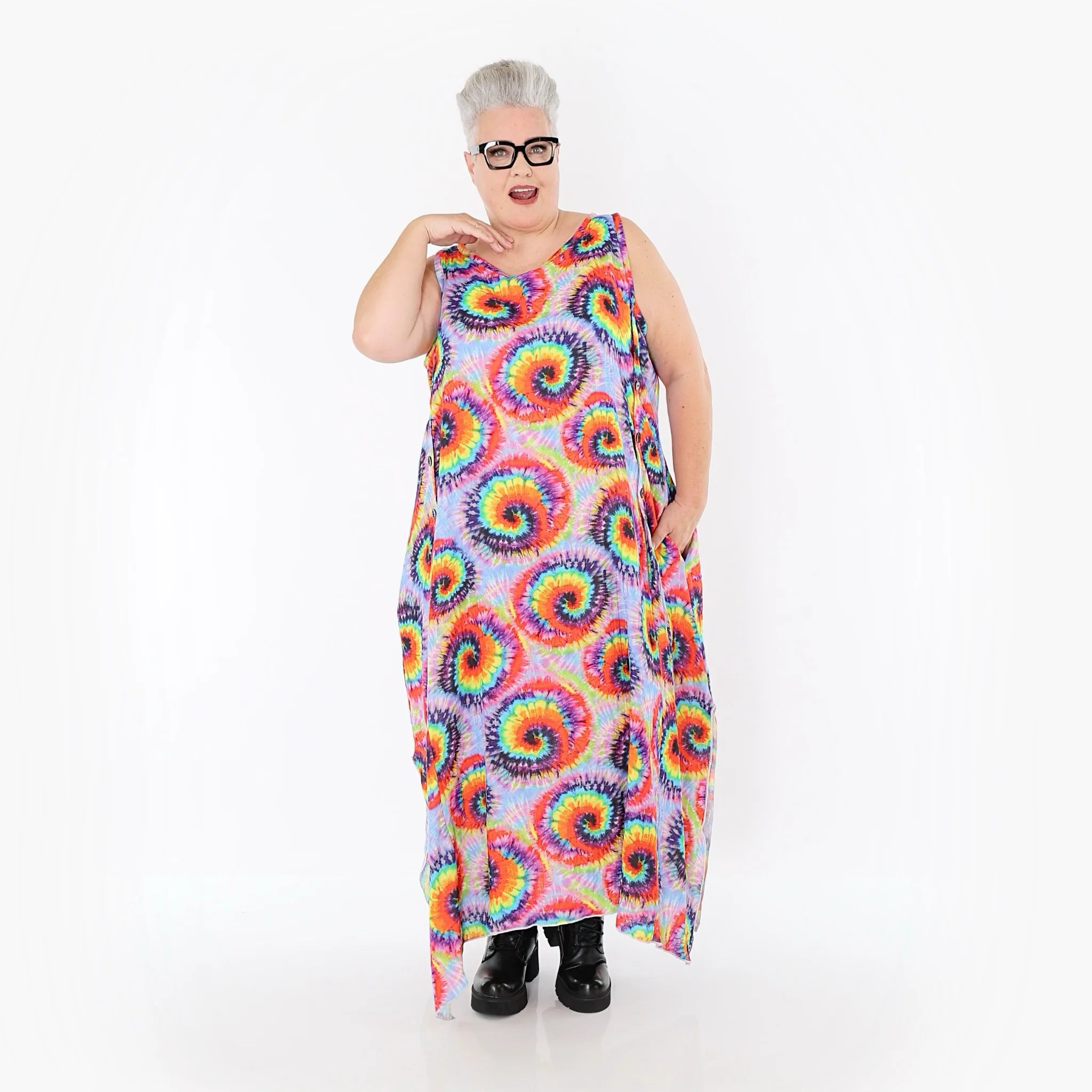  A-Form Kleid von AKH Fashion aus Baumwolle, 1503.07111, Multicolor, Farbmix, Ausgefallen