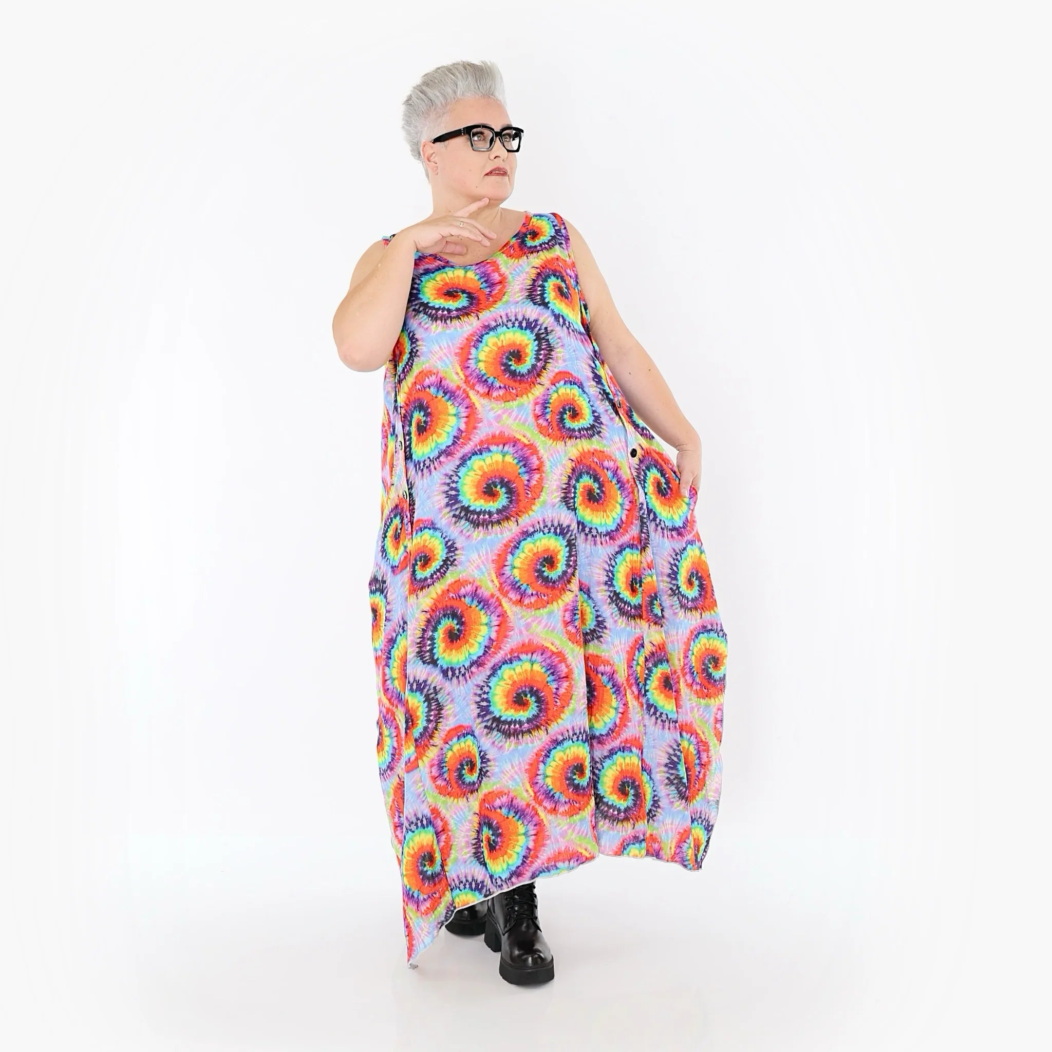  A-Form Kleid von AKH Fashion aus Baumwolle, 1503.07111, Multicolor, Farbmix, Ausgefallen