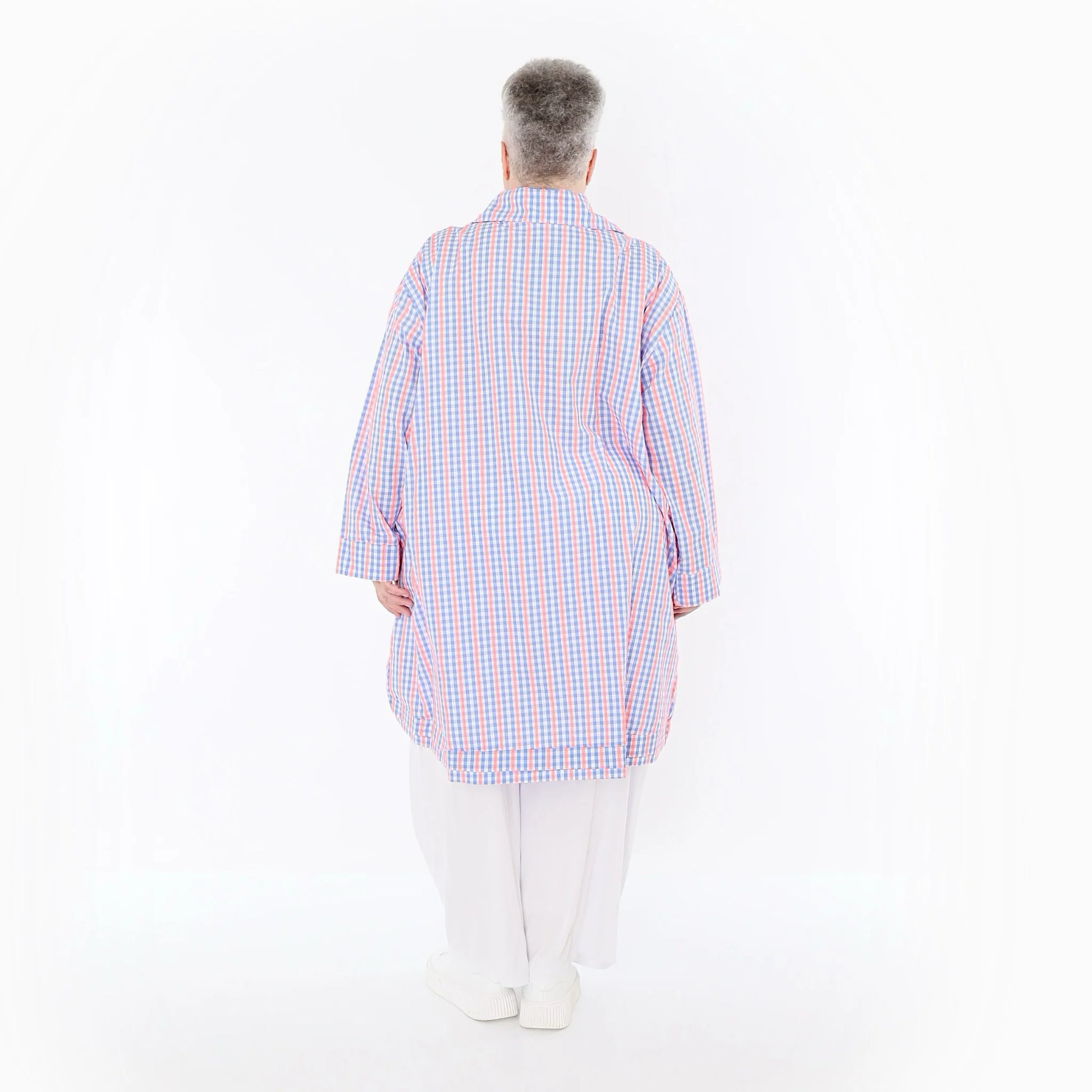  A-Form Bluse von AKH Fashion aus Baumwolle, 1505.07010, Blau/Weiß/Pink, Vichy-Karo, Schick