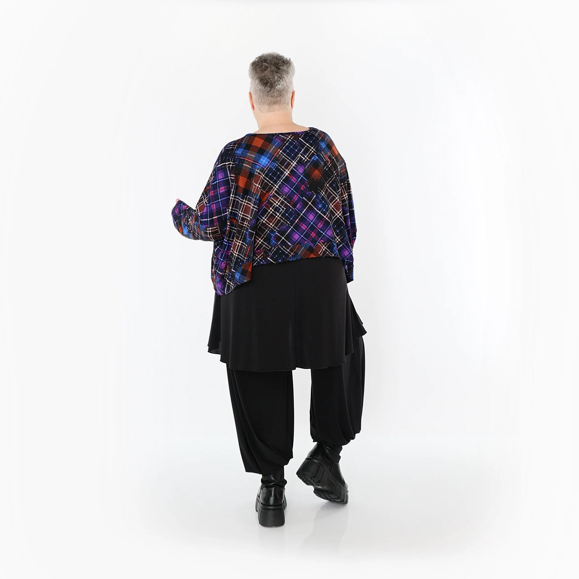  AKH Fashion Überwurf in kastiger Form, aus Viskose, 1518.07011, Multicolor/Blau, Kariert