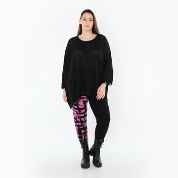  AKH Fashion Leggings in gerader Form, aus Viskose, 1519.0100P, Schwarz/Fuchsia, Schick