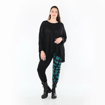  AKH Fashion Leggings in gerader Form, aus Viskose, 1519.0100P, Schwarz/Petrol, Schick
