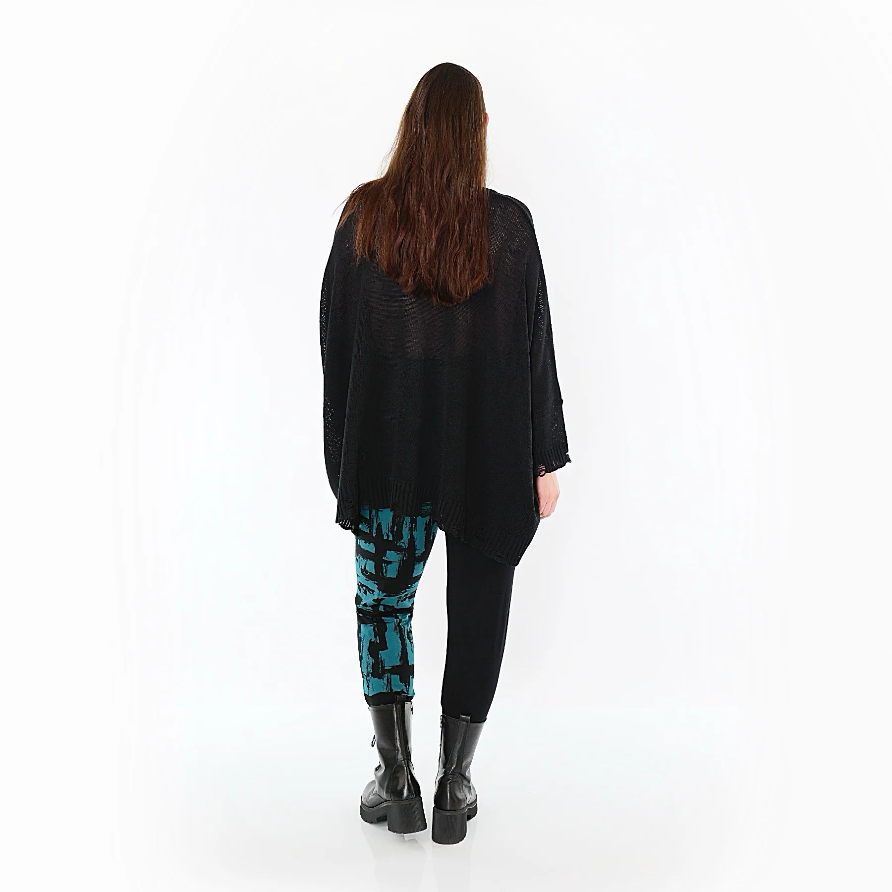  AKH Fashion Leggings in gerader Form, aus Viskose, 1519.0100P, Schwarz/Petrol, Schick