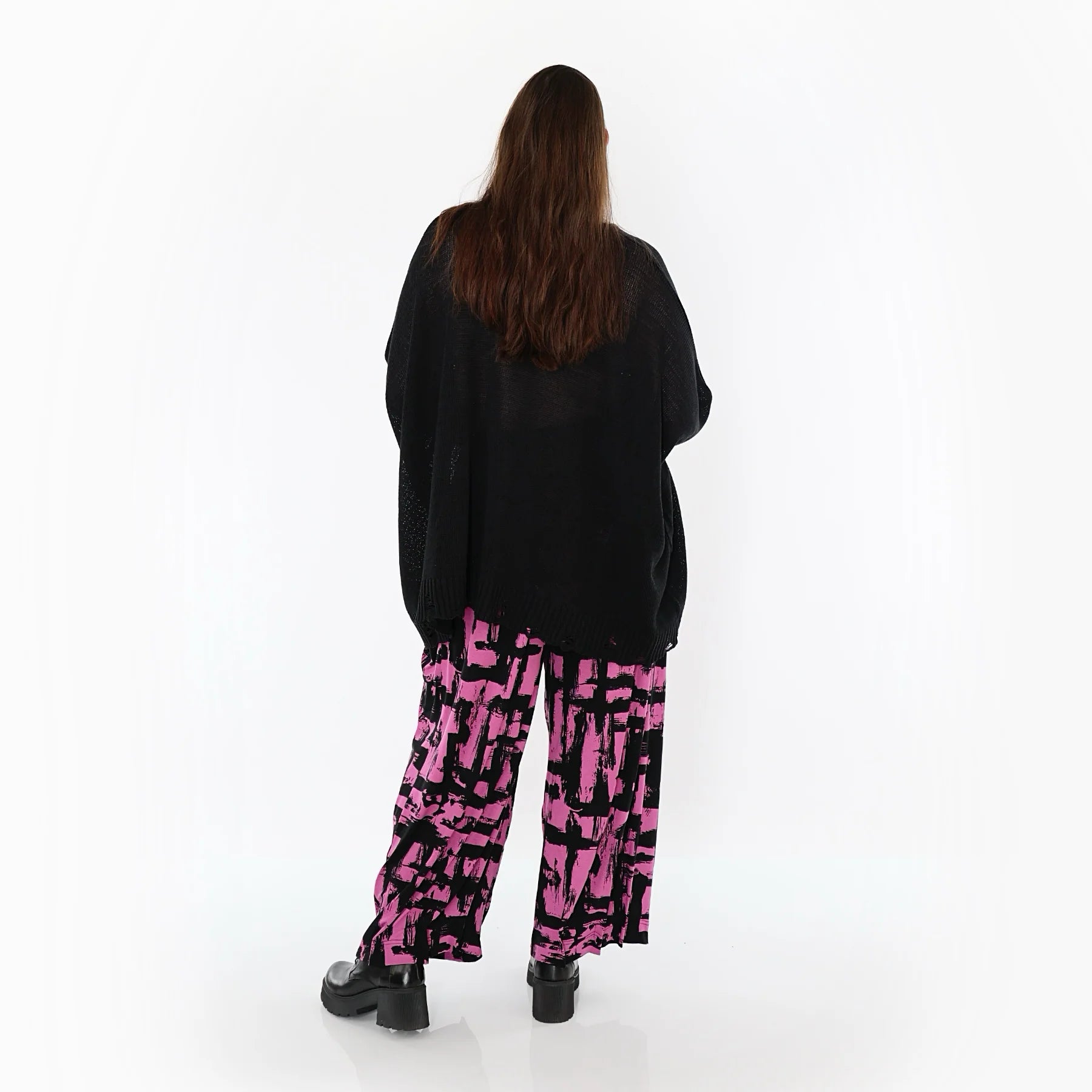  Ballonhose von AKH Fashion aus Viskose, 1519.07007, Fuchsia/Schwarz, Pinselstrich, Schick