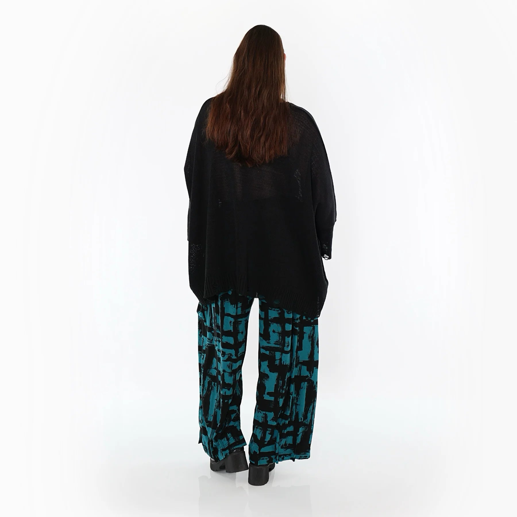  Ballonhose von AKH Fashion aus Viskose, 1519.07007, Petrol/Schwarz, Pinselstrich, Schick