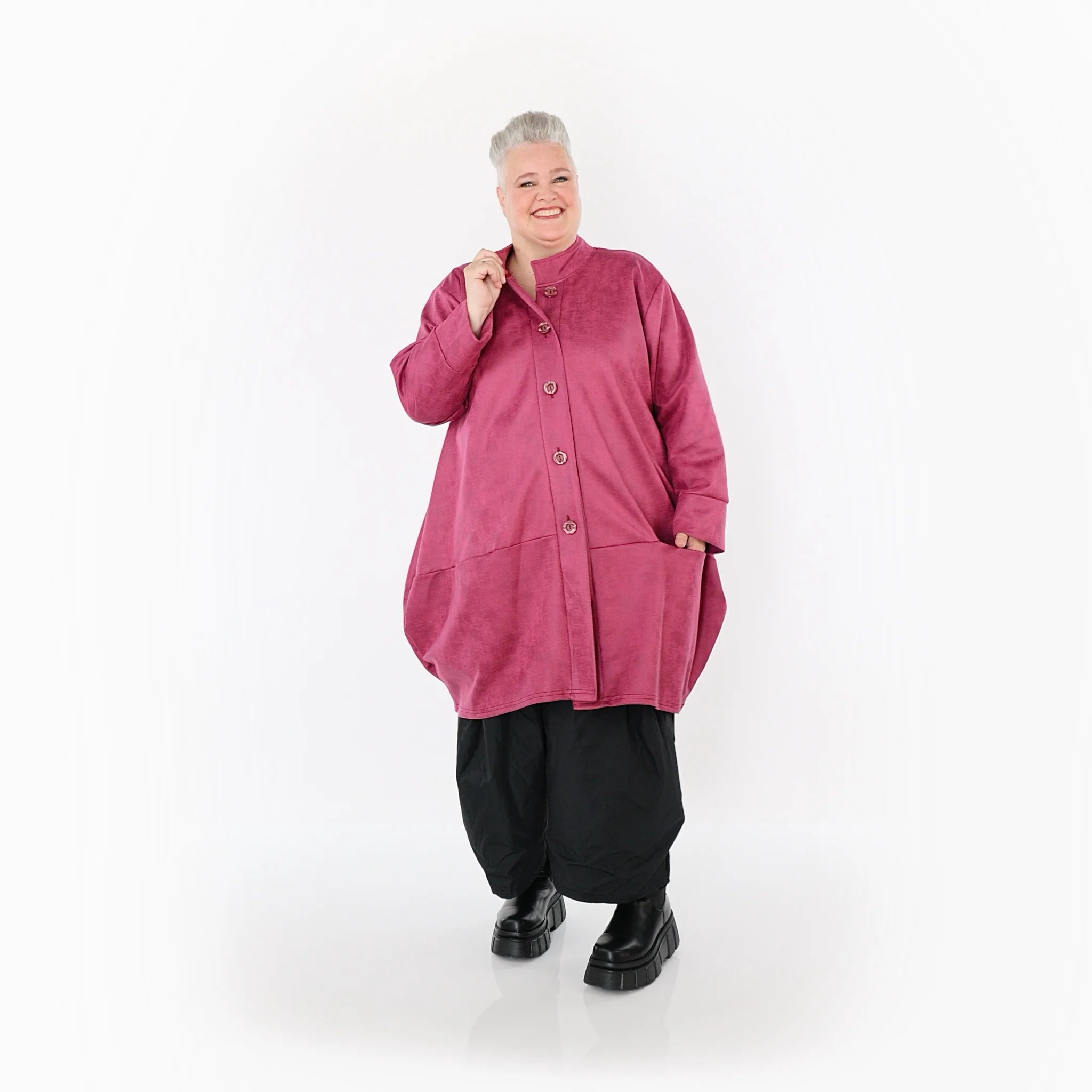 Ballonjacke von AKH Fashion aus Polyester, 1520.07094, Fuchsia, Ausgefallen, Zeitlos