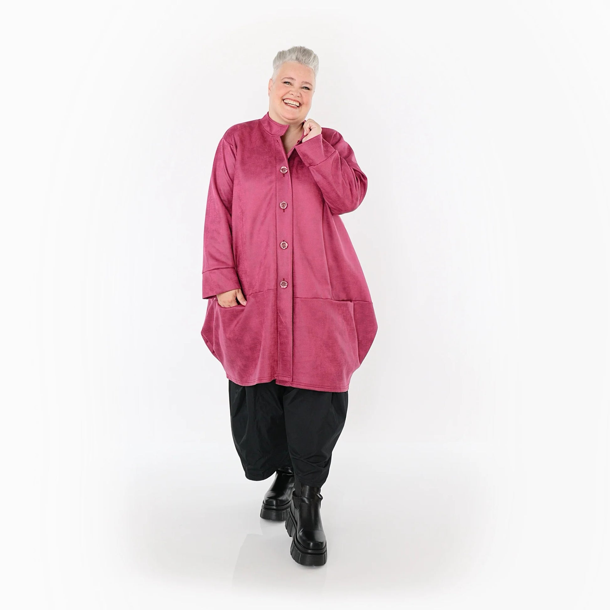  Ballonjacke von AKH Fashion aus Polyester, 1520.07094, Fuchsia, Ausgefallen, Zeitlos
