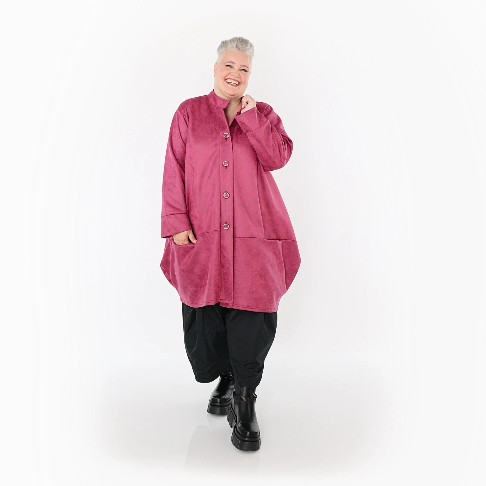  Ballonjacke von AKH Fashion aus Polyester, 1520.07094, Fuchsia, Ausgefallen, Zeitlos