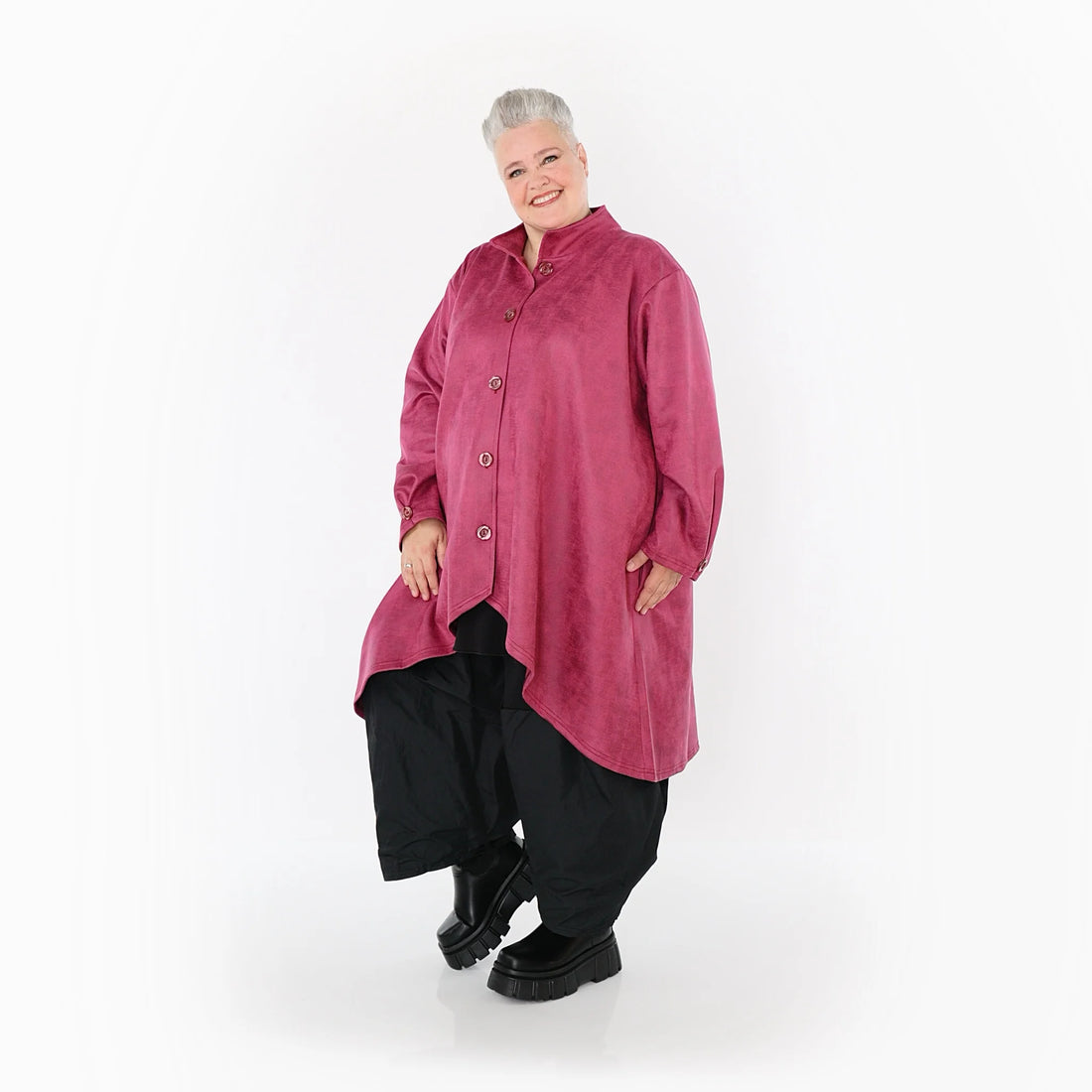  AKH Fashion Jacke in Vokuhila-Form, aus Polyester, 1520.07119, Fuchsia, Ausgefallen