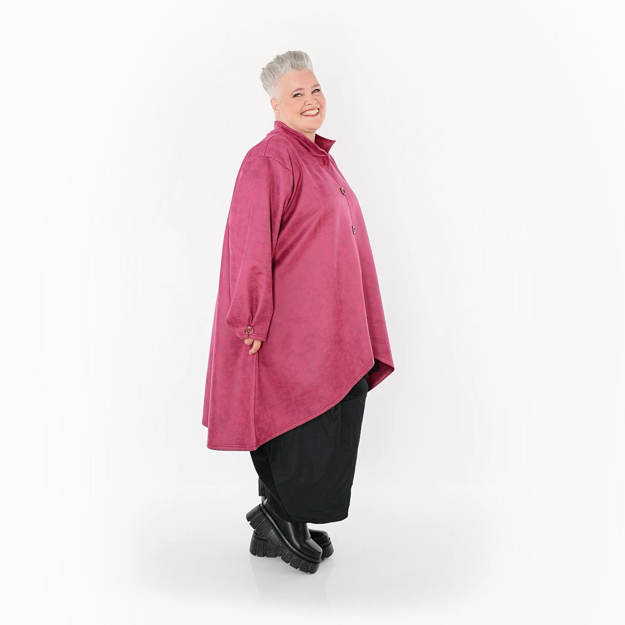  AKH Fashion Jacke in Vokuhila-Form, aus Polyester, 1520.07119, Fuchsia, Ausgefallen