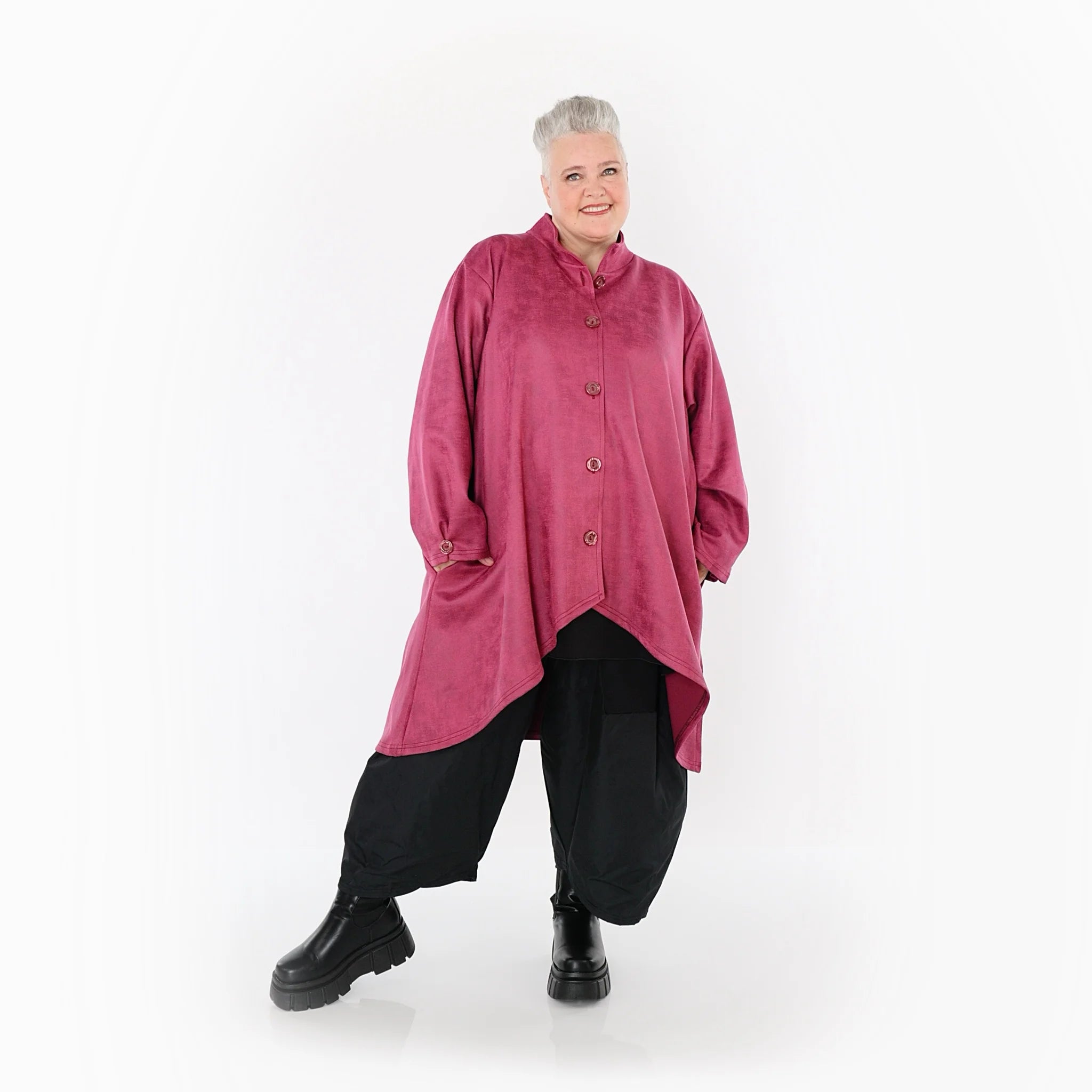  AKH Fashion Jacke in Vokuhila-Form, aus Polyester, 1520.07119, Fuchsia, Ausgefallen
