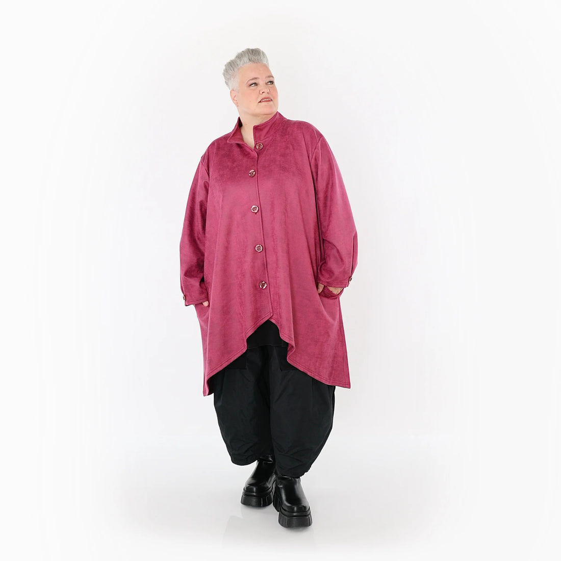  AKH Fashion Jacke in Vokuhila-Form, aus Polyester, 1520.07119, Fuchsia, Ausgefallen