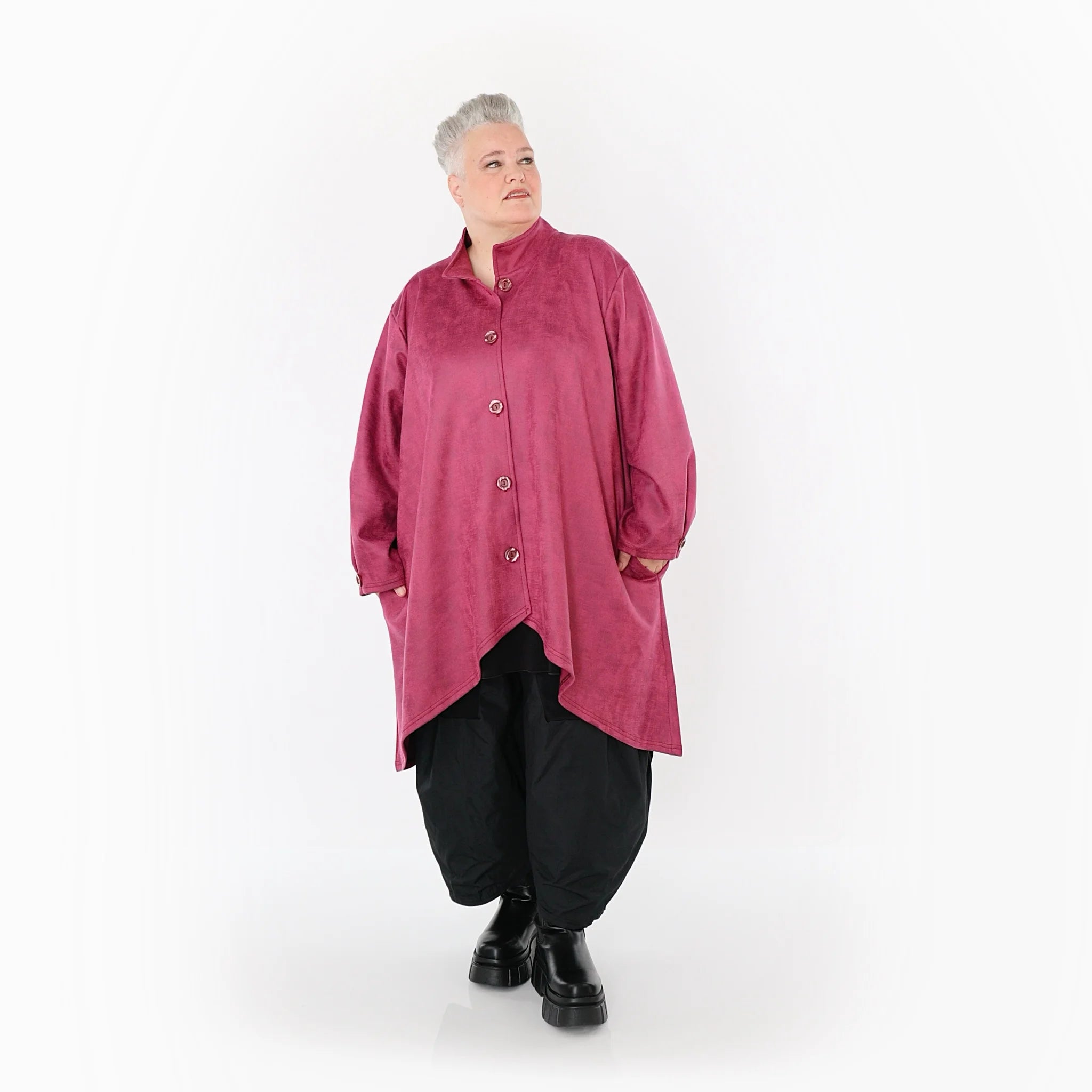  AKH Fashion Jacke in Vokuhila-Form, aus Polyester, 1520.07119, Fuchsia, Ausgefallen