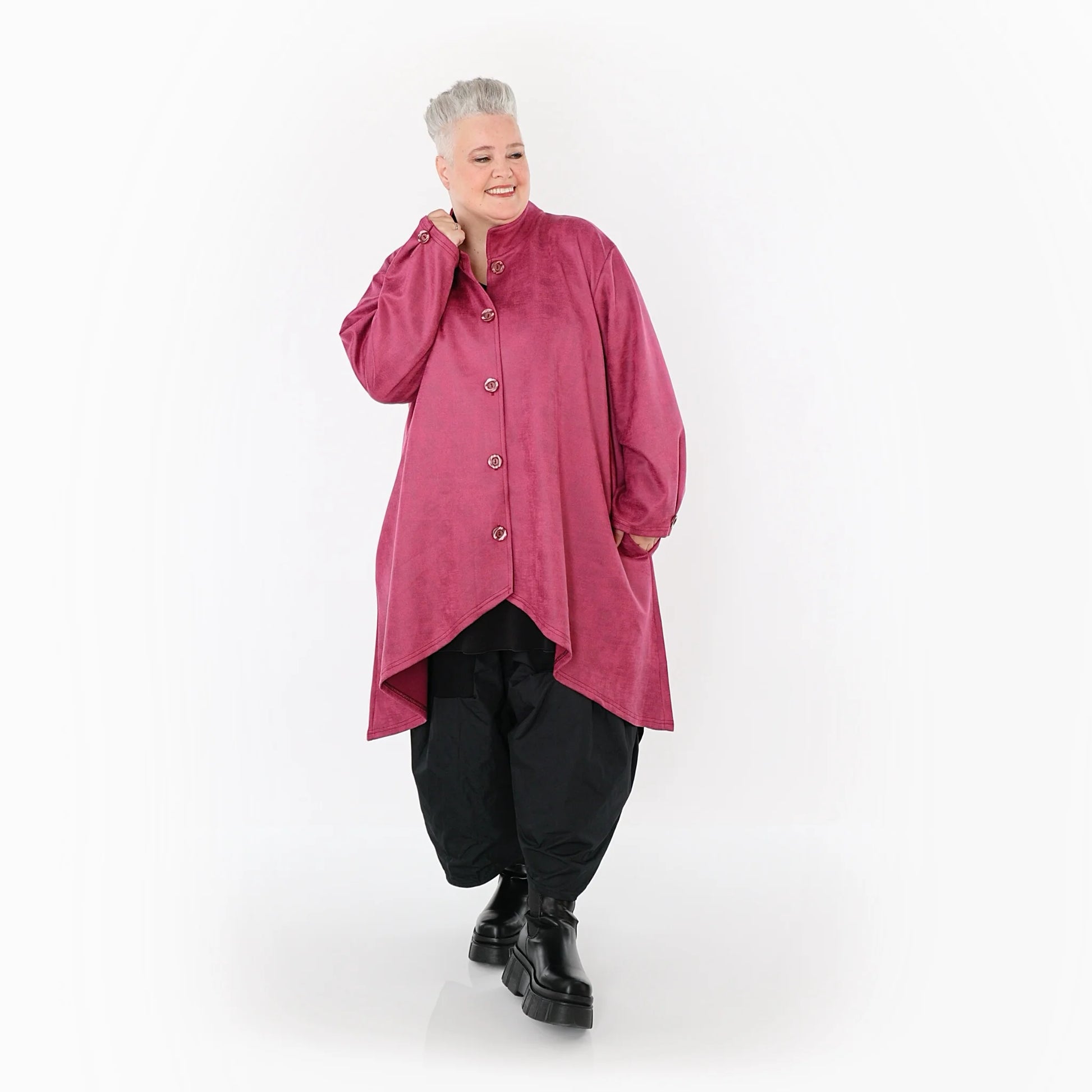  AKH Fashion Jacke in Vokuhila-Form, aus Polyester, 1520.07119, Fuchsia, Ausgefallen