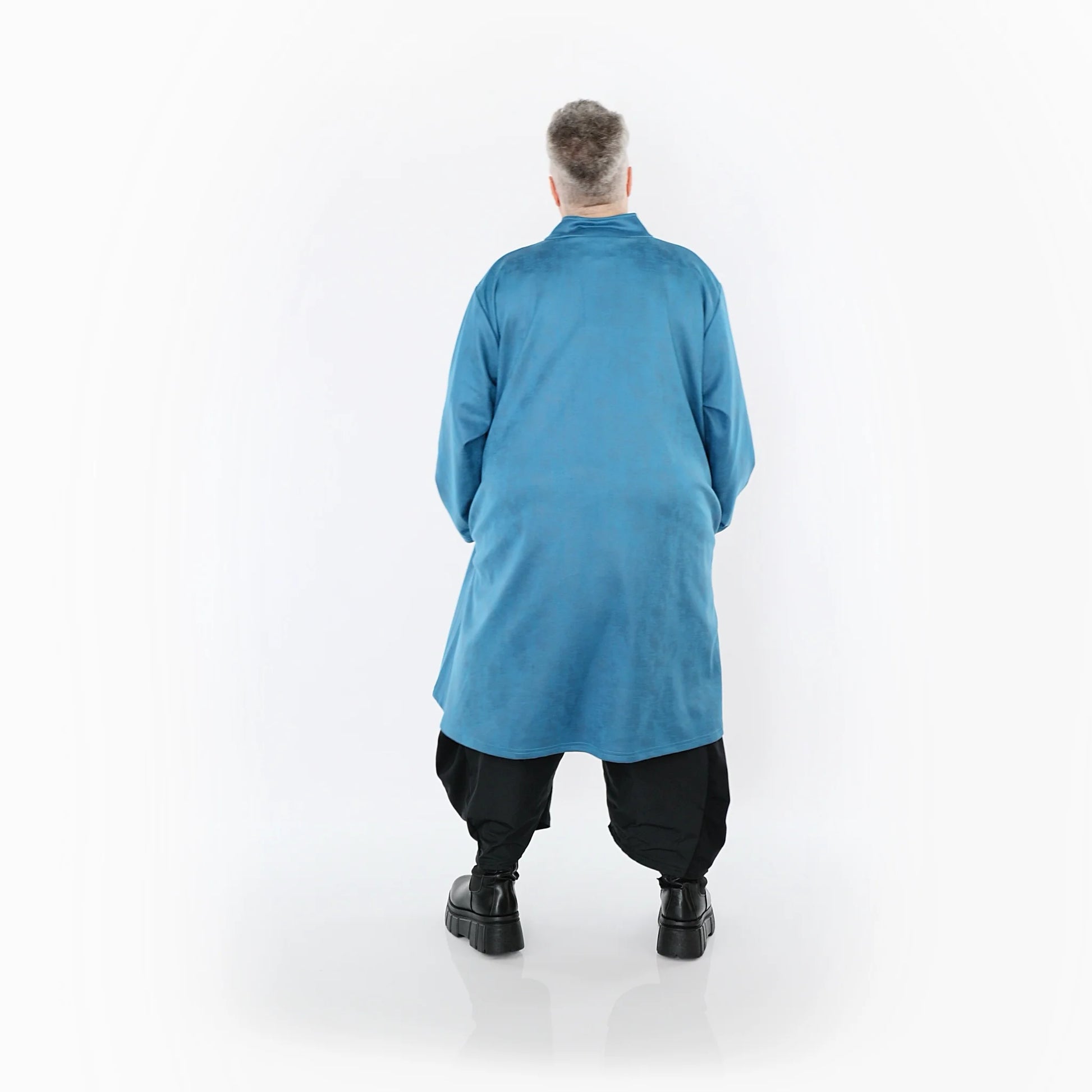  AKH Fashion Jacke in Vokuhila-Form, aus Polyester, 1520.07119, Petrol, Ausgefallen, Schick