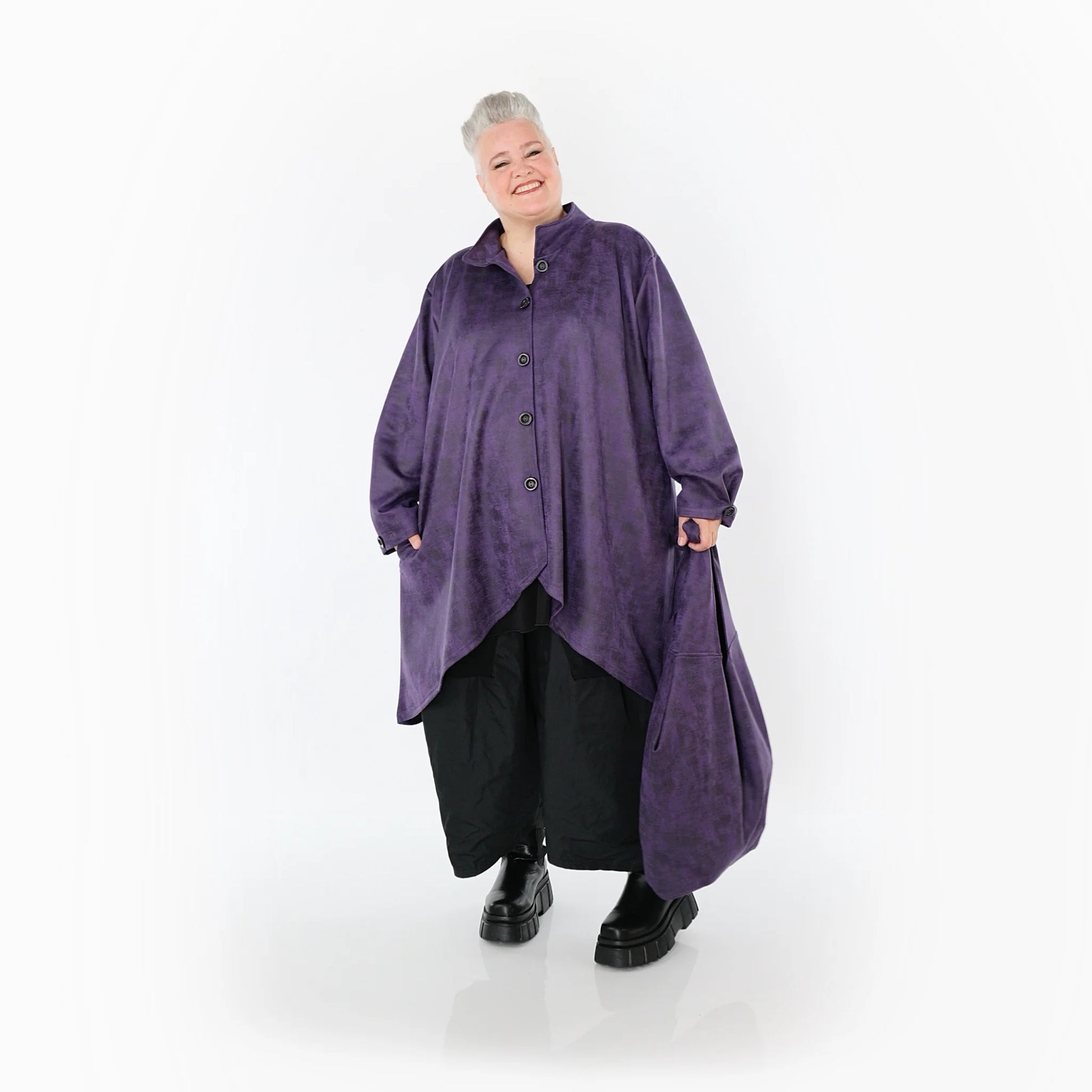  AKH Fashion Jacke in Vokuhila-Form, aus Polyester, 1520.07119, Violett, Ausgefallen