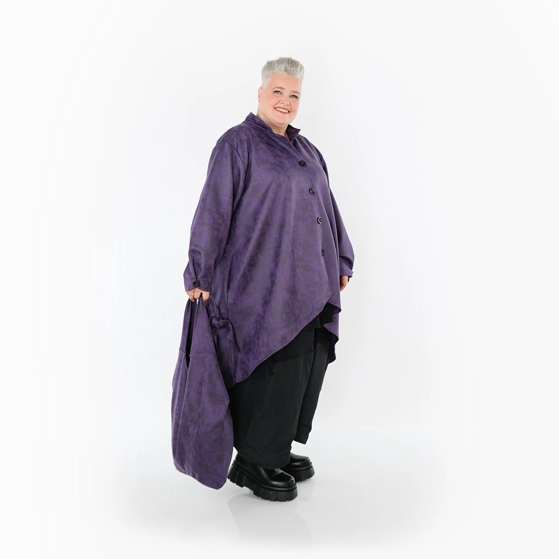  AKH Fashion Jacke in Vokuhila-Form, aus Polyester, 1520.07119, Violett, Ausgefallen