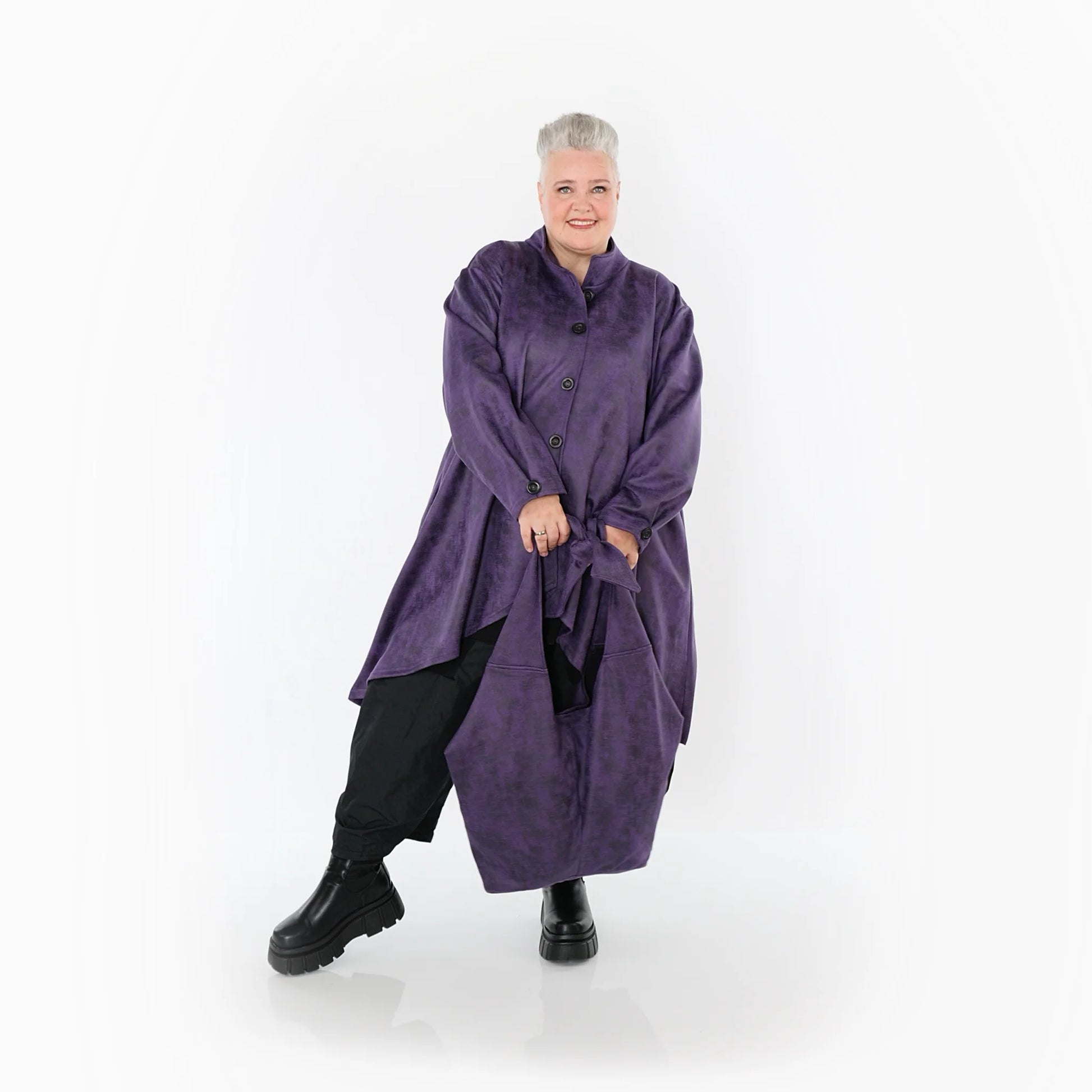  AKH Fashion Jacke in Vokuhila-Form, aus Polyester, 1520.07119, Violett, Ausgefallen