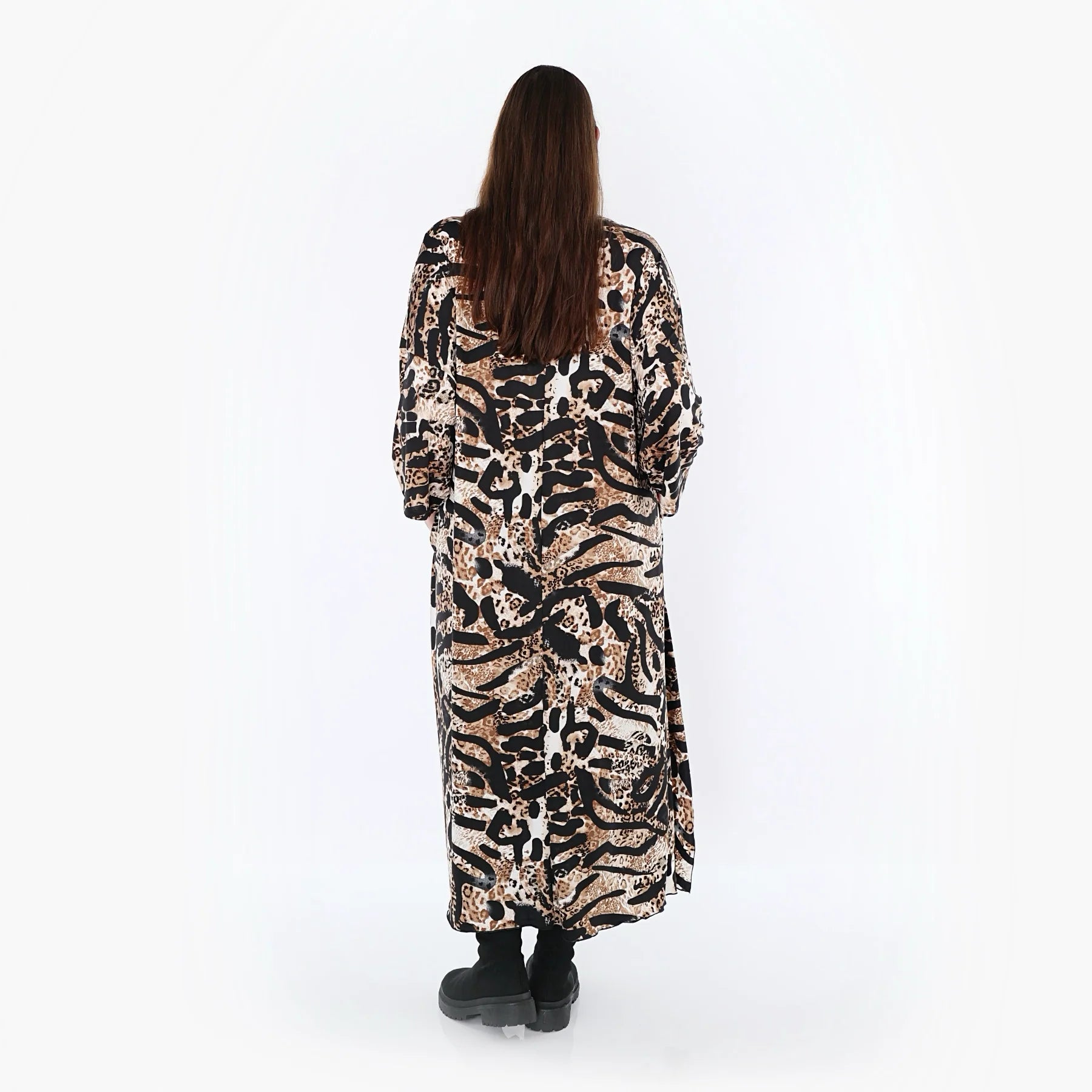  Kleid von AKH Fashion aus Materialmix, 1521.07134, Schwarz/Cognac/Weiß, Leopard, Schick