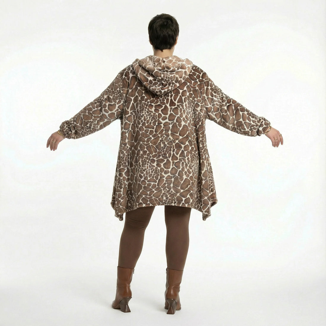  A-Form Jacke von AKH Fashion aus Polyester, 1528.02030, Braun/Ecru, Leopard, Ausgefallen