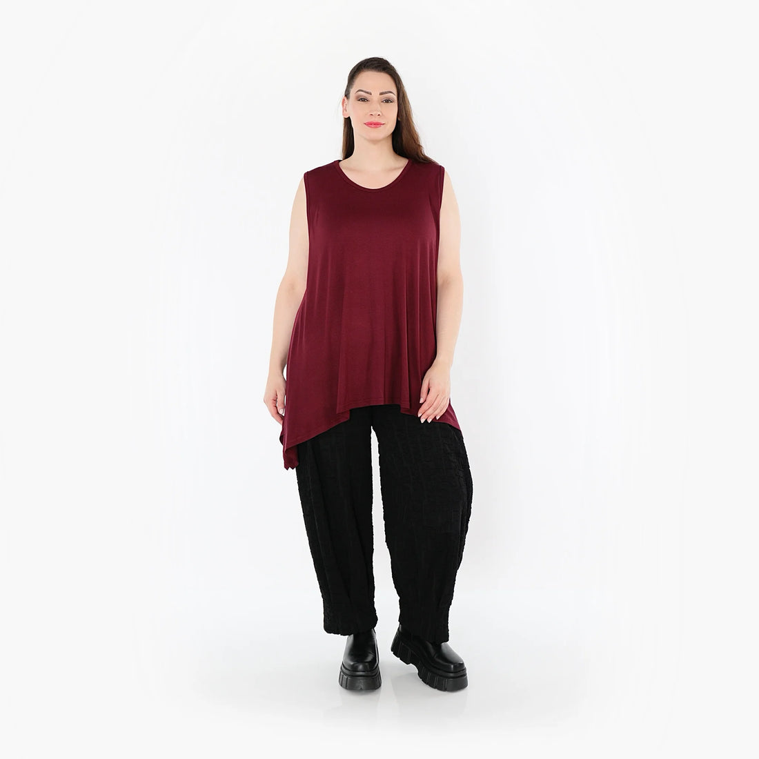  A-Form Top von AKH Fashion aus Viskose, 1531.03071, Burgundy, Ausgefallen, Zeitlos, Schick