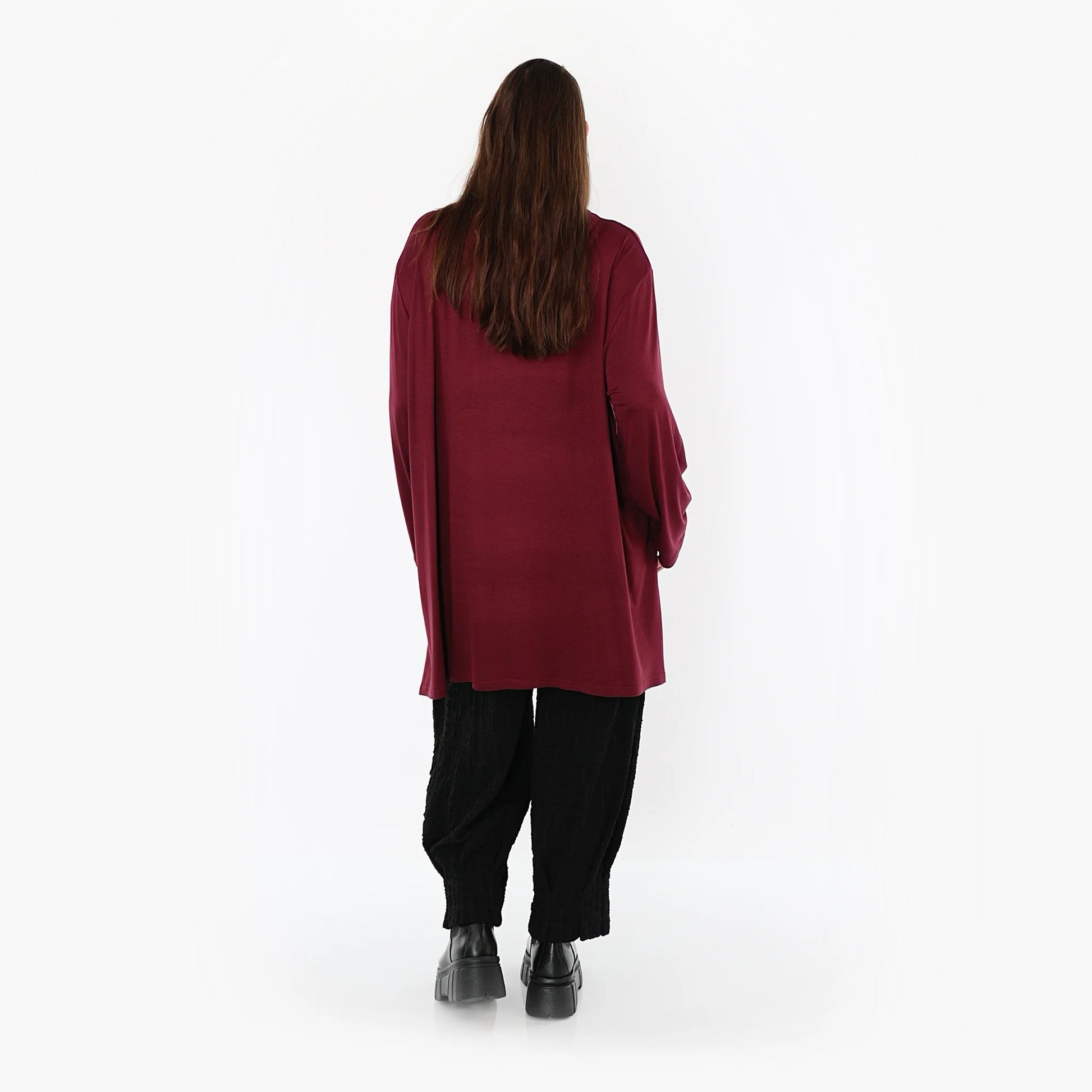  AKH Fashion Bigshirt in gerader Form, aus Viskose, 1531.07054, Burgundy, Ausgefallen, Zeitlos