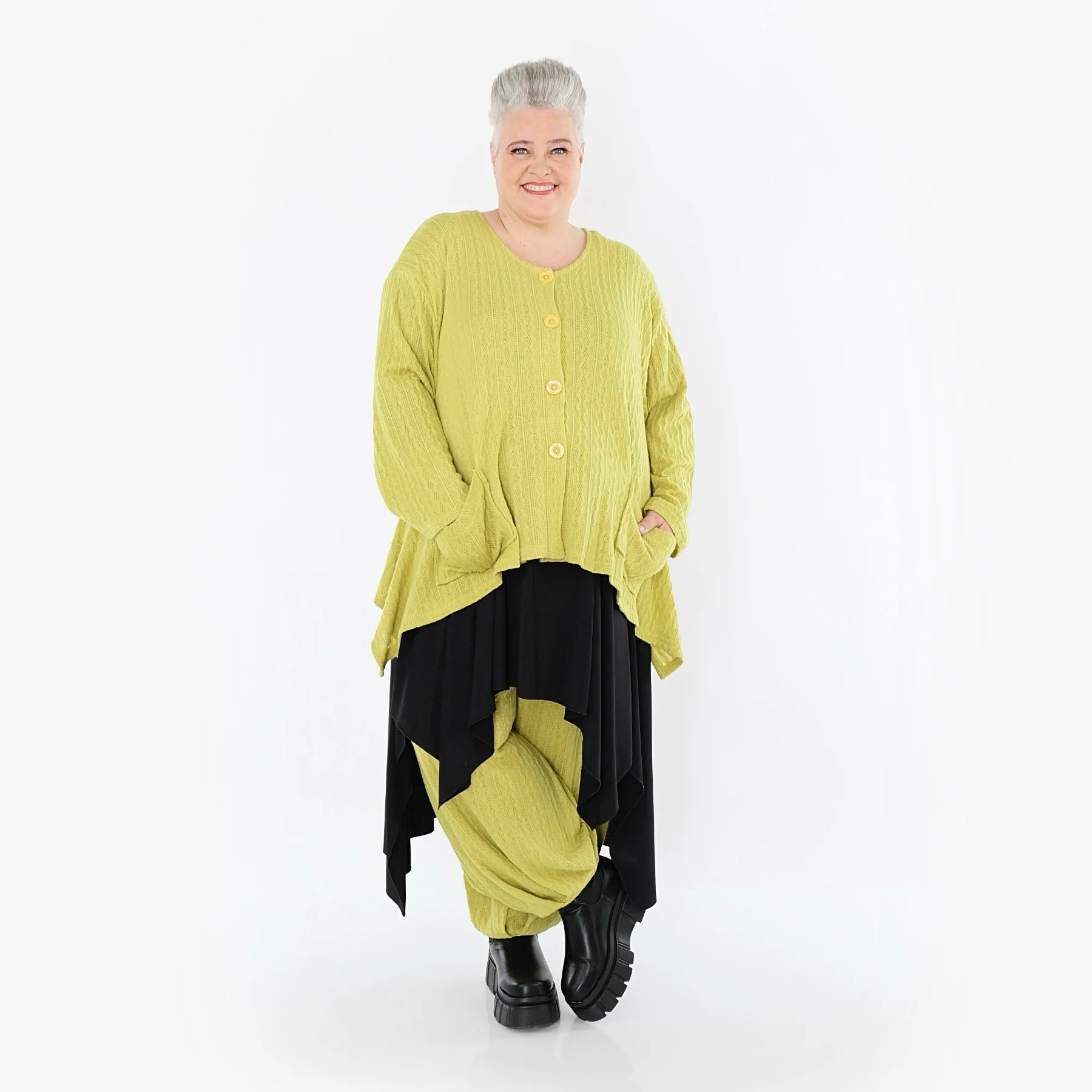  A-Form Jacke von AKH Fashion aus Materialmix, 1532.00118, Lime, Wellen, Ausgefallen