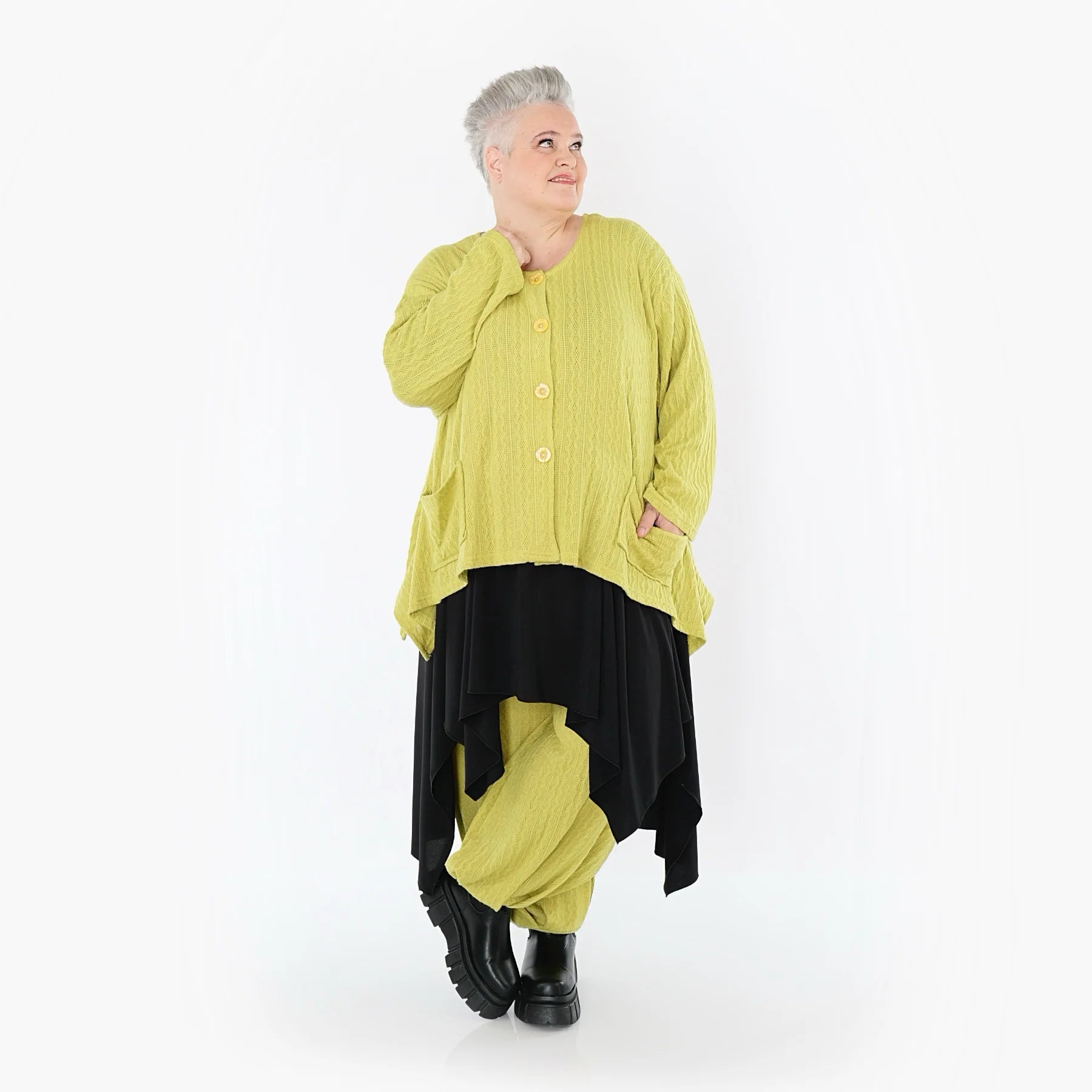  A-Form Jacke von AKH Fashion aus Materialmix, 1532.00118, Lime, Wellen, Ausgefallen