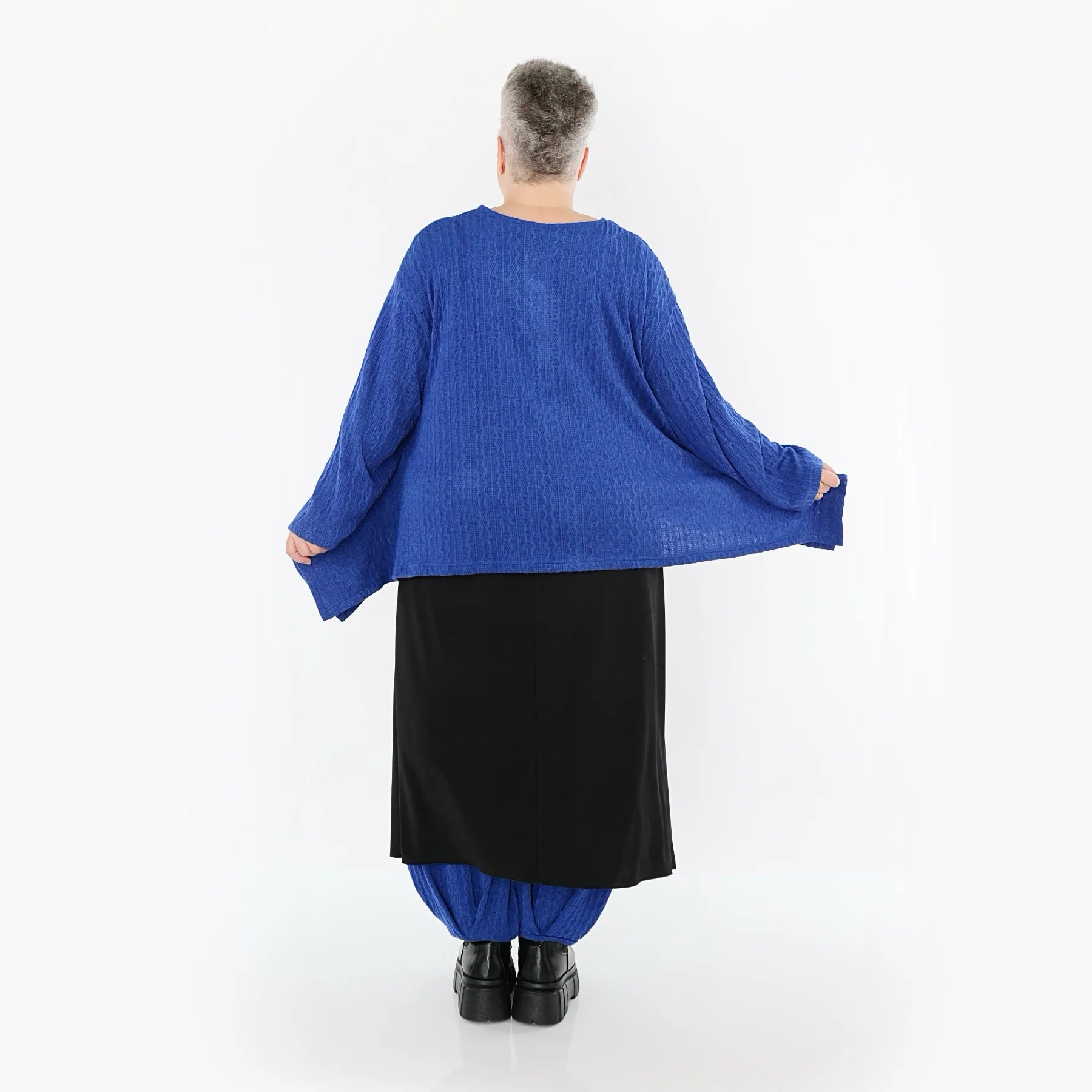  A-Form Jacke von AKH Fashion aus Materialmix, 1532.00118, Royalblau, Wellen, Ausgefallen