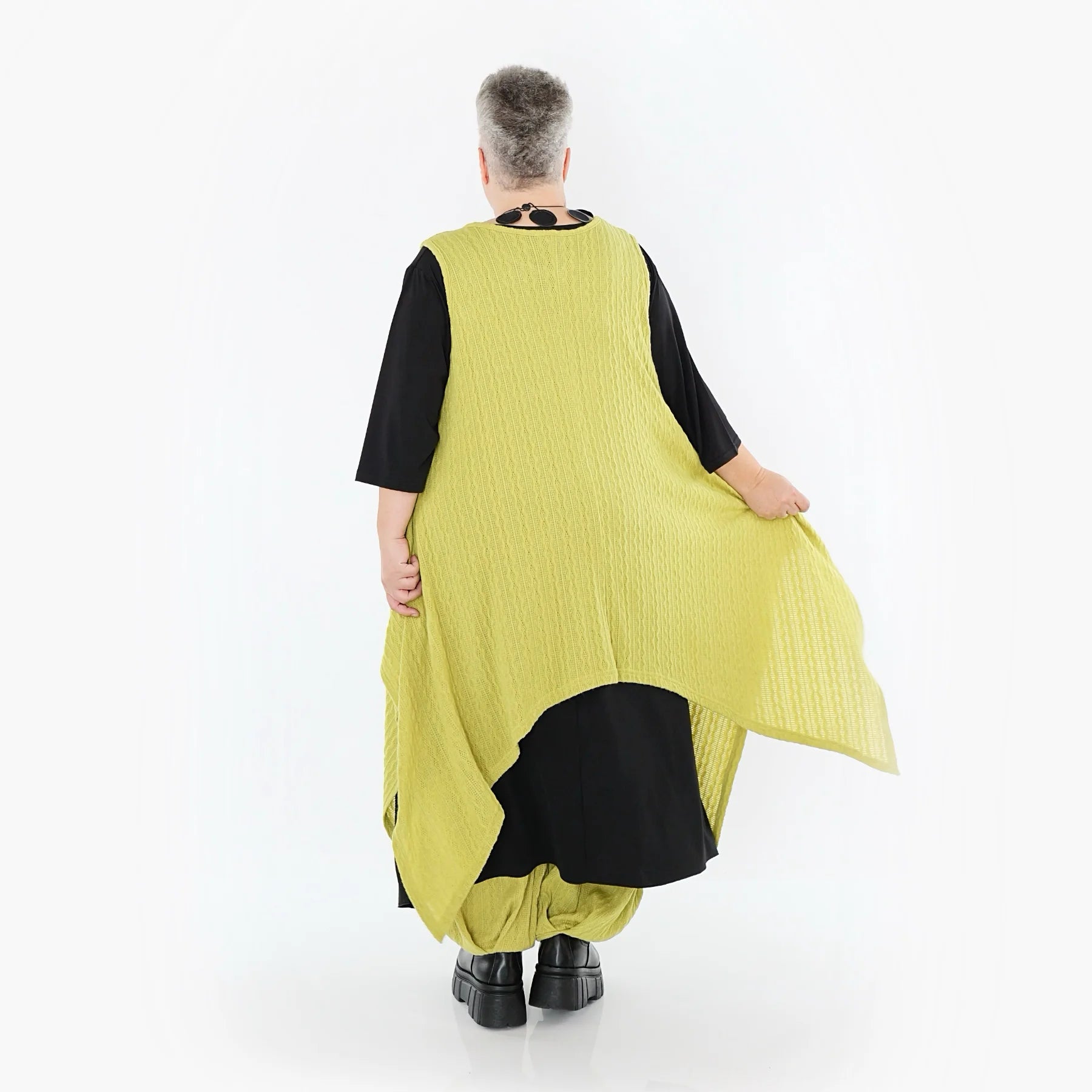  Zipfel Kleid von AKH Fashion aus Materialmix, 1532.03067, Lime, Wellen, Ausgefallen