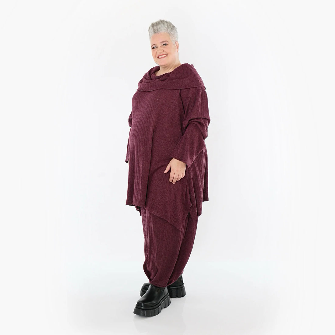  Ballonhose von AKH Fashion aus Materialmix, 1532.05920, Burgundy, Wellen, Ausgefallen