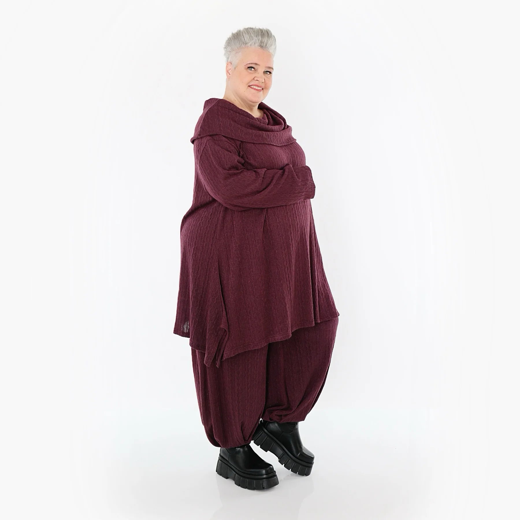  Ballonhose von AKH Fashion aus Materialmix, 1532.05920, Burgundy, Wellen, Ausgefallen